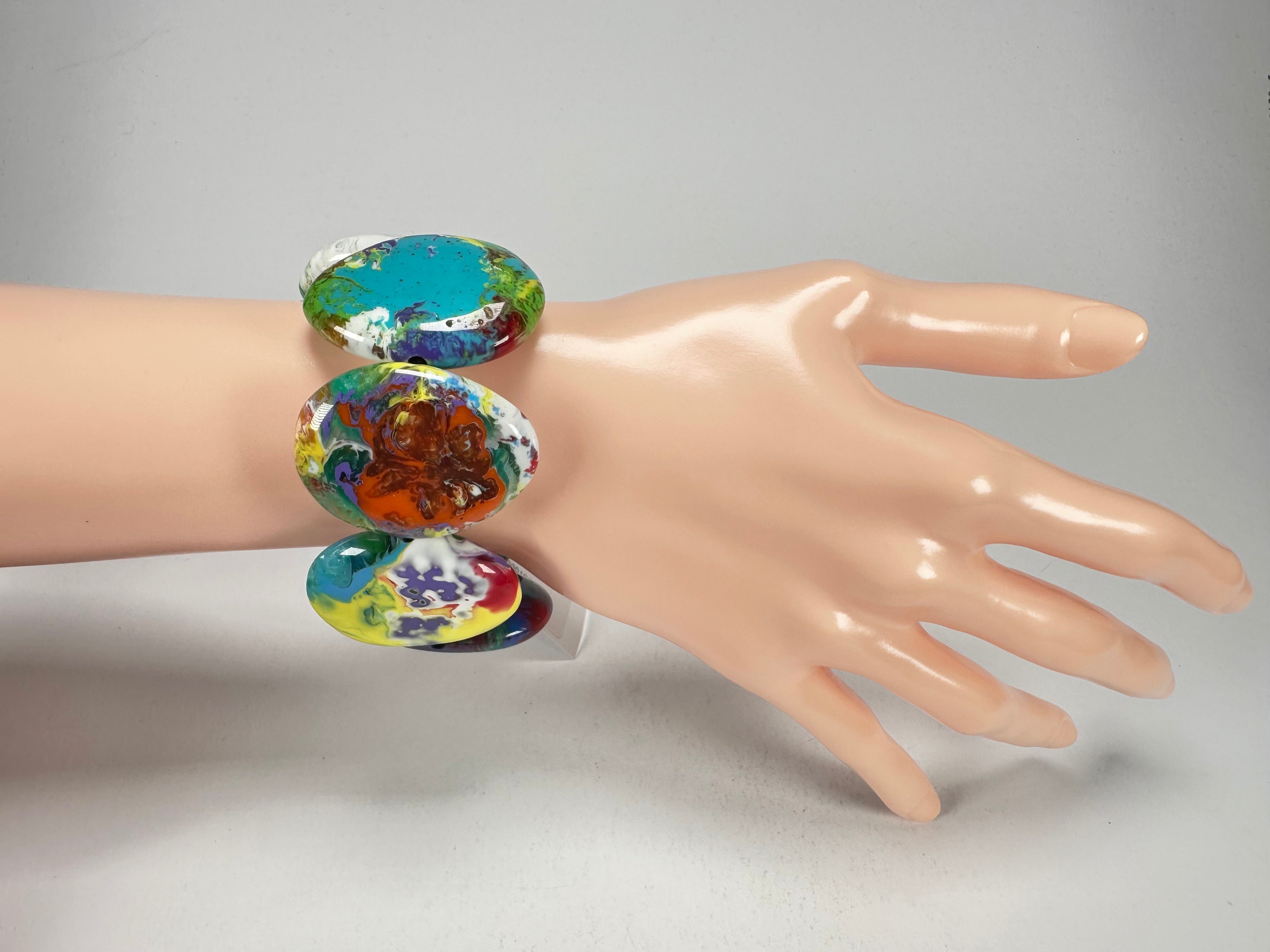 Sobral - Multi-Colour "Discs" Pollock Elasticated Resin Bracelet ( 000000 )