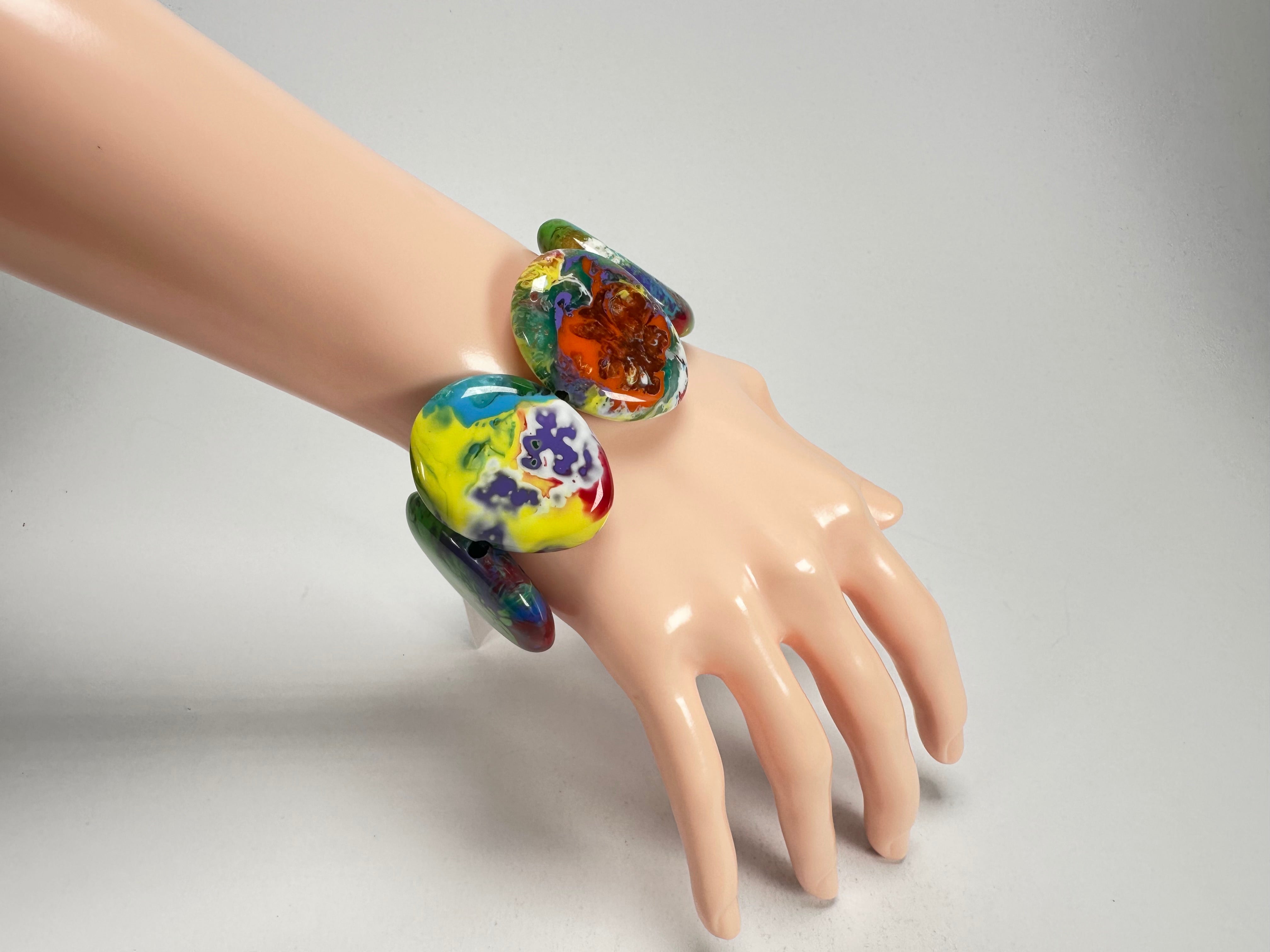 Sobral - Multi-Colour "Discs" Pollock Elasticated Resin Bracelet ( 000000 )
