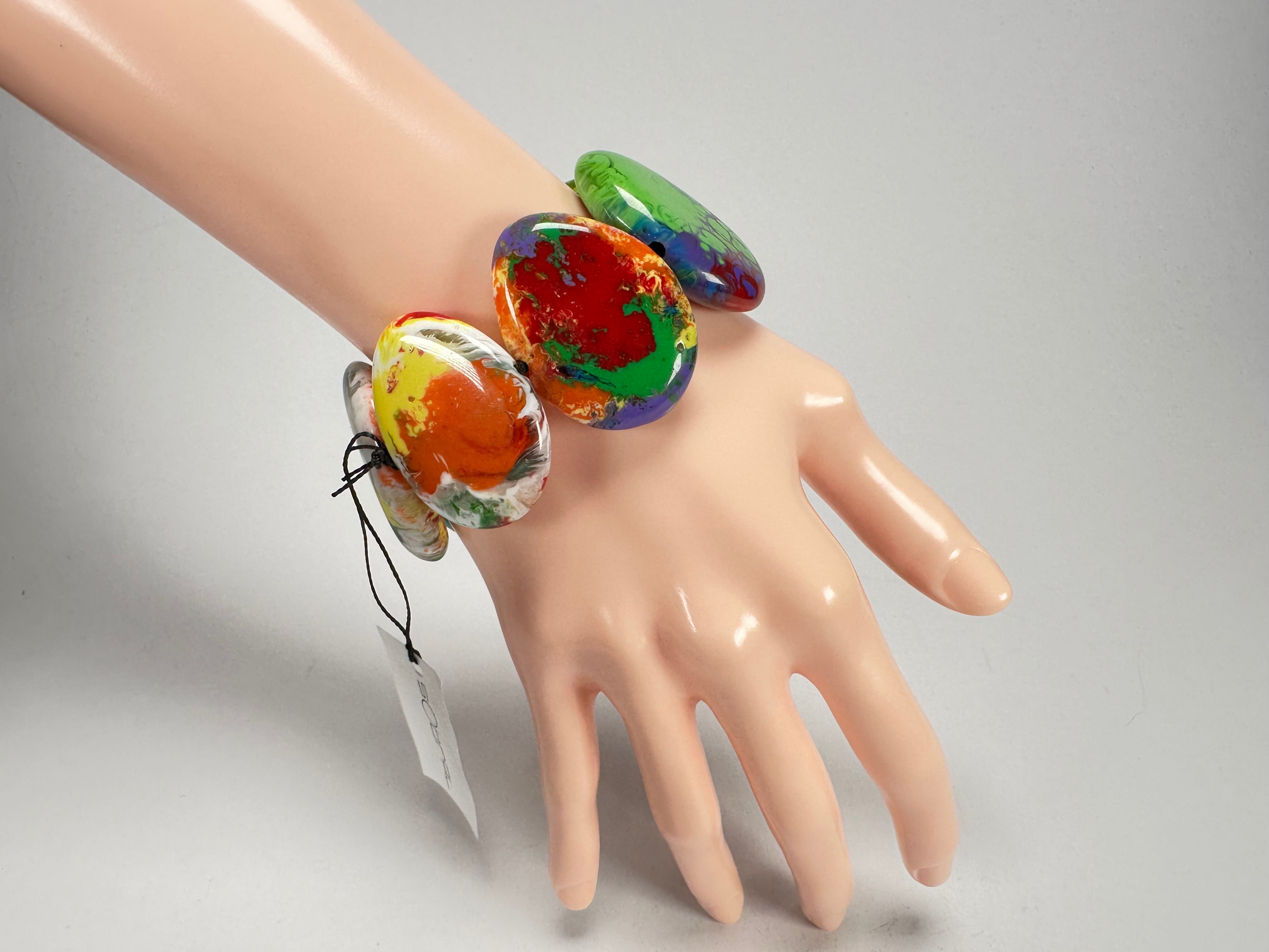 Sobral - Multi-Colour "Discs" Pollock Elasticated Resin Bracelet ( 000000 )