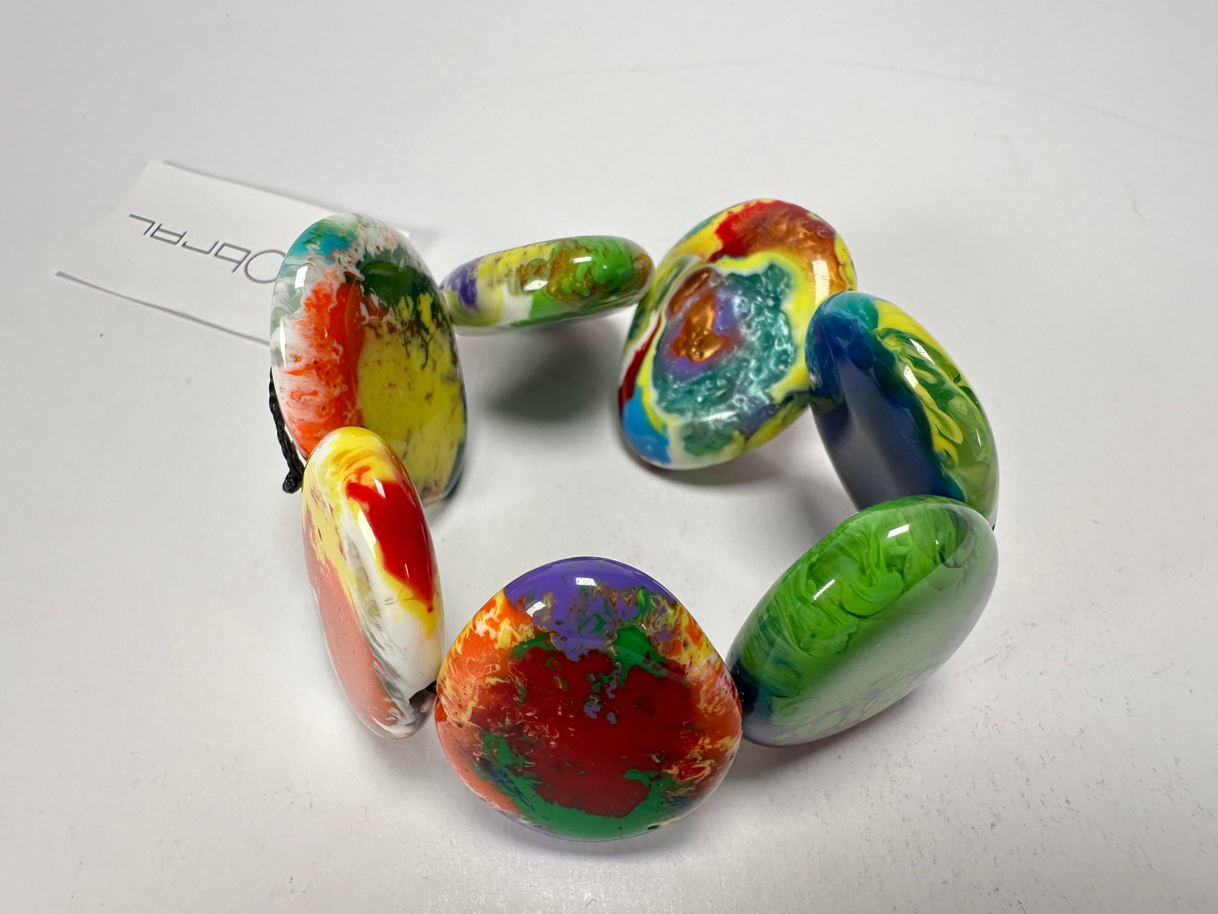 Sobral - Multi-Colour "Discs" Pollock Elasticated Resin Bracelet ( 000000 )
