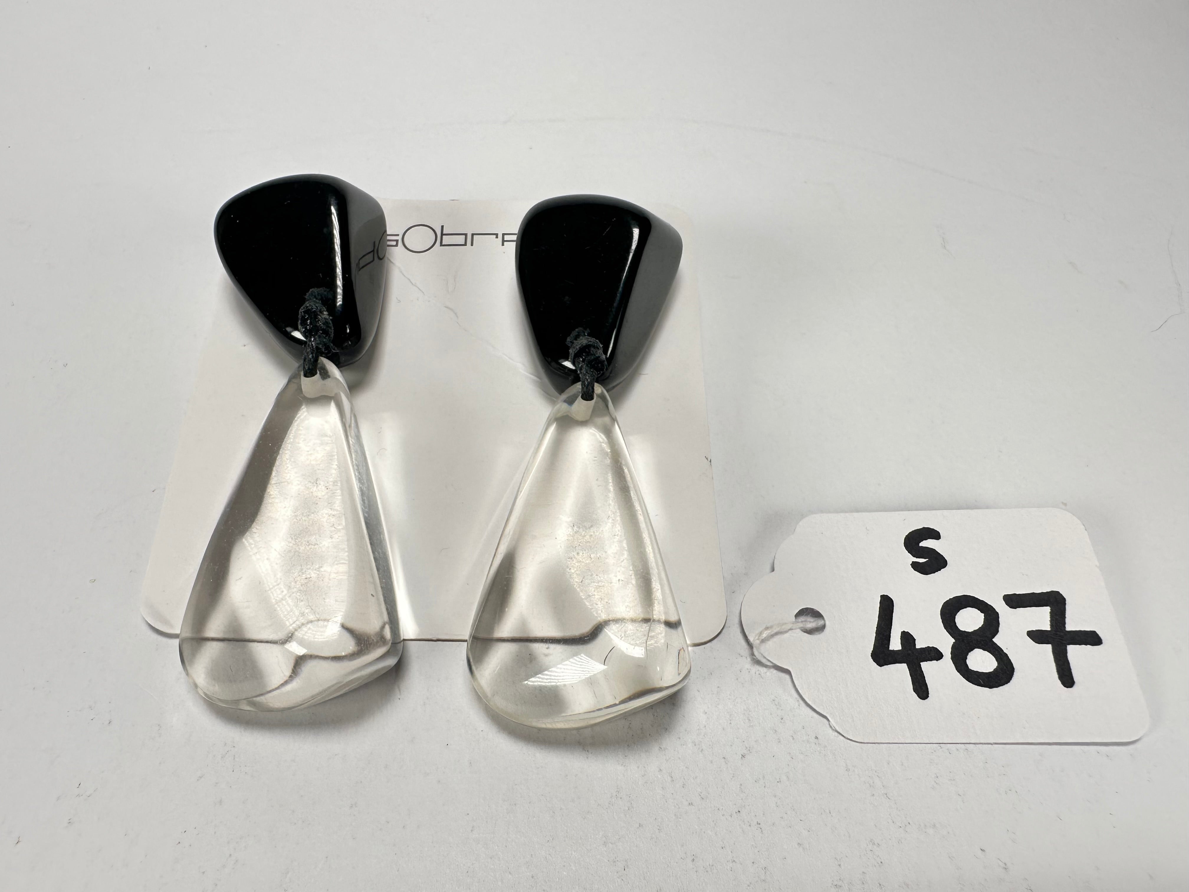 Sobral - Mix 2023 "Cusco" Black & Cristal Resin Earrings ( 005410 )