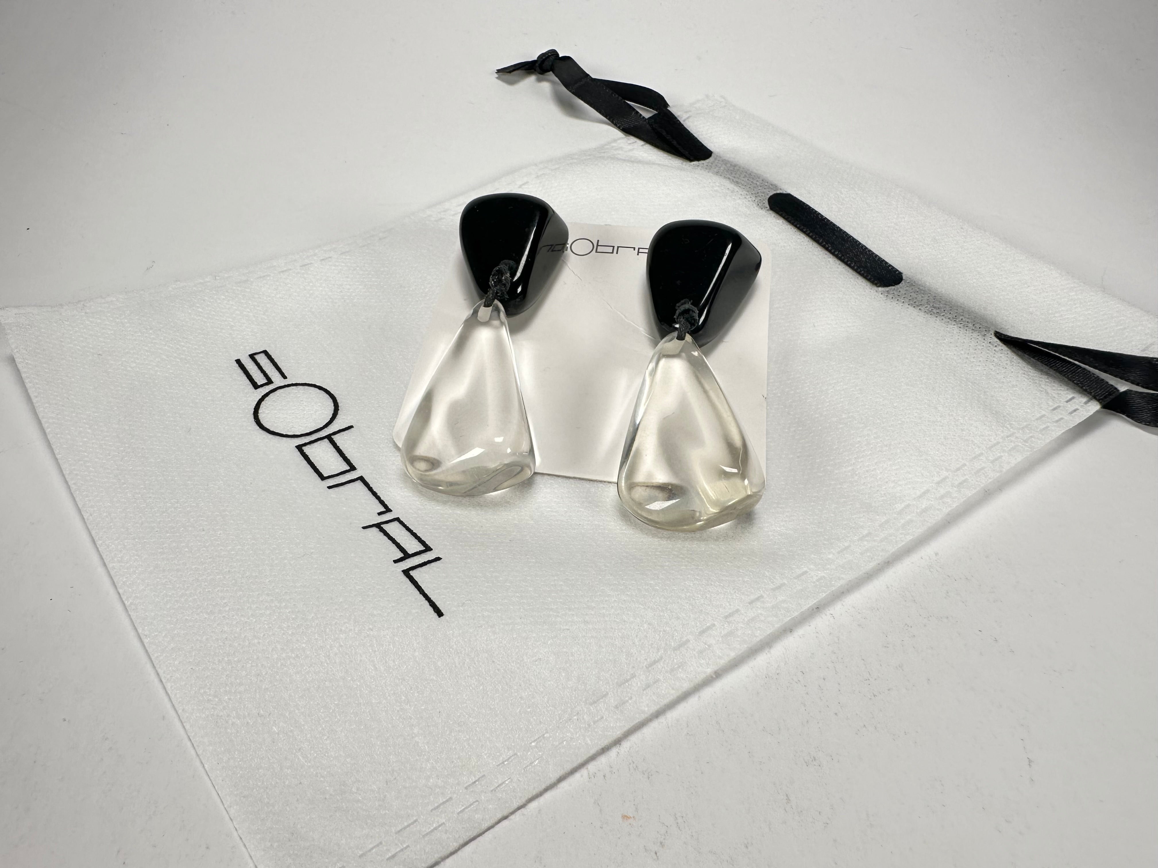 Sobral - Mix 2023 "Cusco" Black & Cristal Resin Earrings ( 005410 )