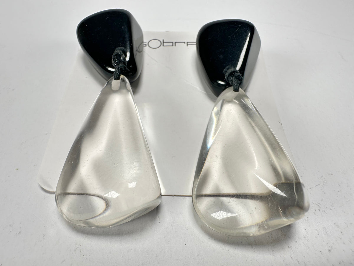 Sobral - Mix 2023 "Cusco" Black & Cristal Resin Earrings ( 005410 )