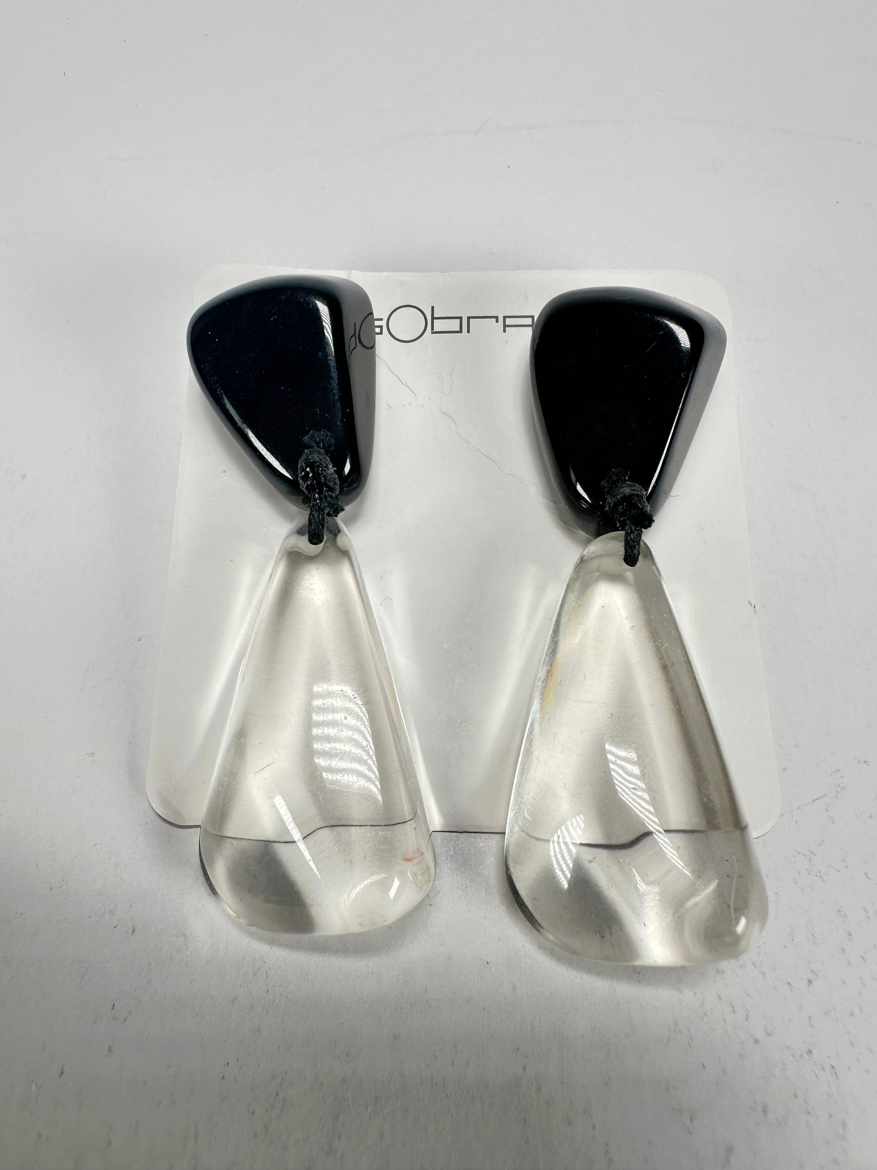 Sobral - Mix 2023 "Cusco" Black & Cristal Resin Earrings ( 005410 )