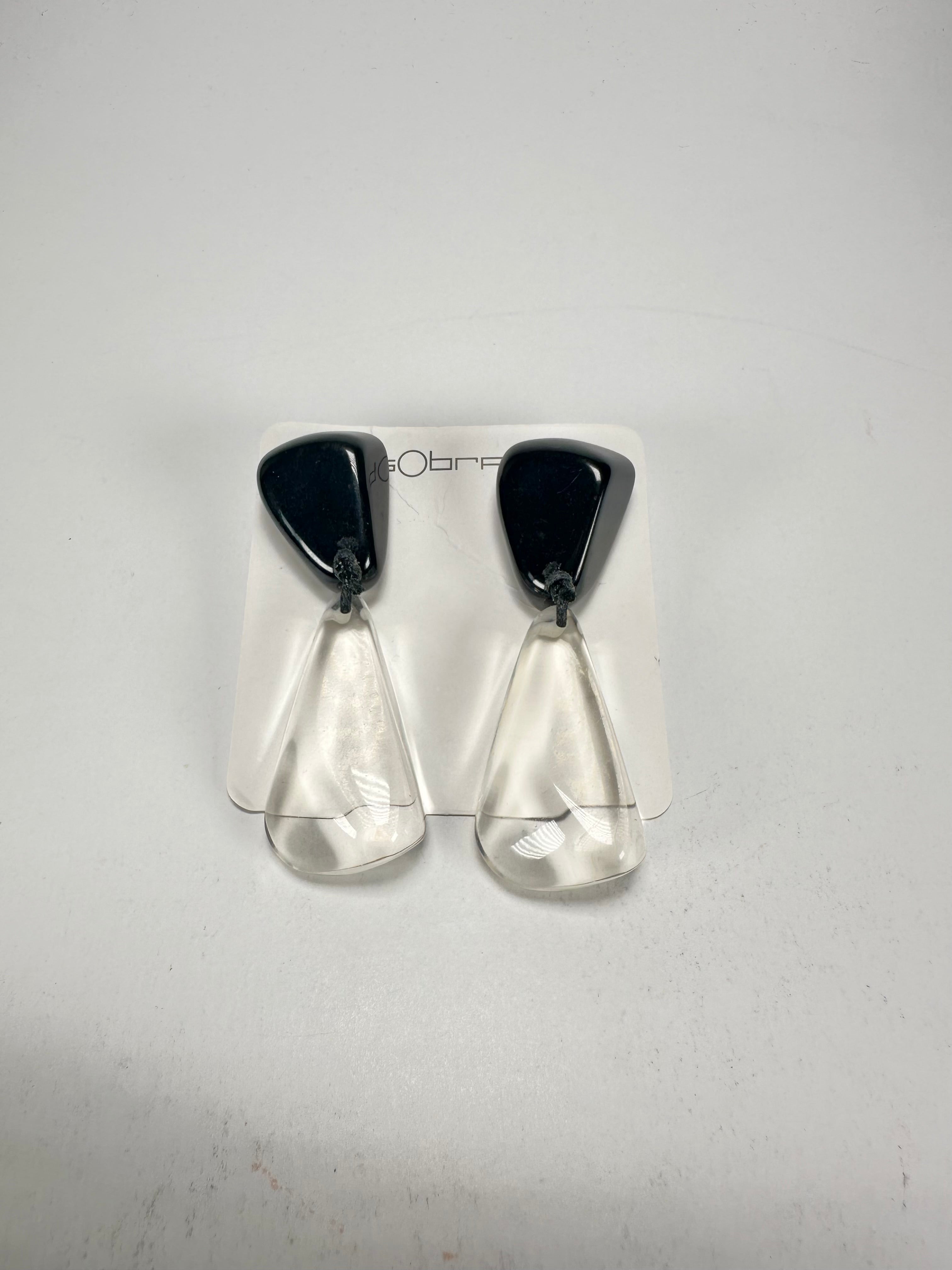 Sobral - Mix 2023 "Cusco" Black & Cristal Resin Earrings ( 005410 )