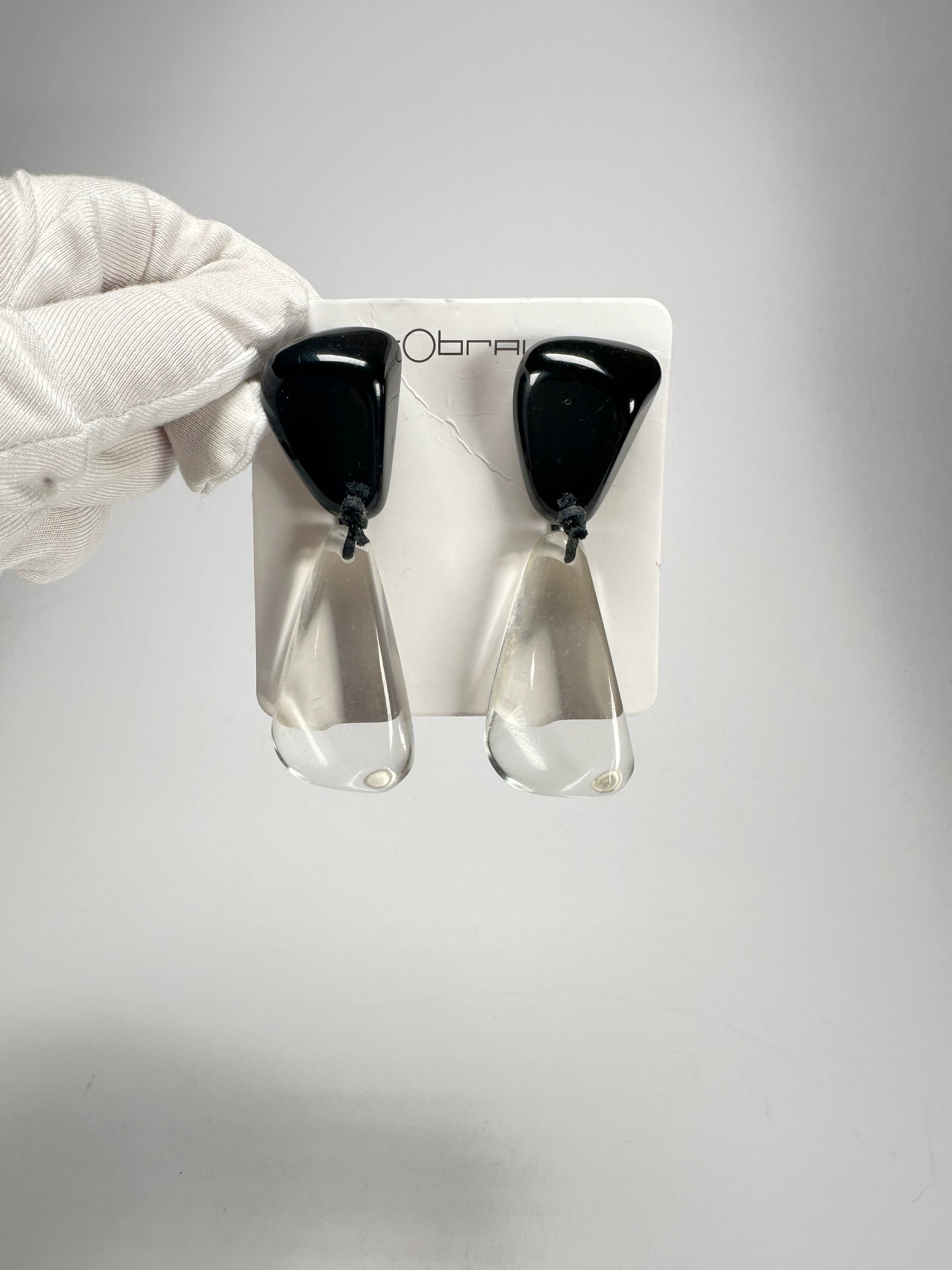 Sobral - Mix 2023 "Cusco" Black & Cristal Resin Earrings ( 005410 )
