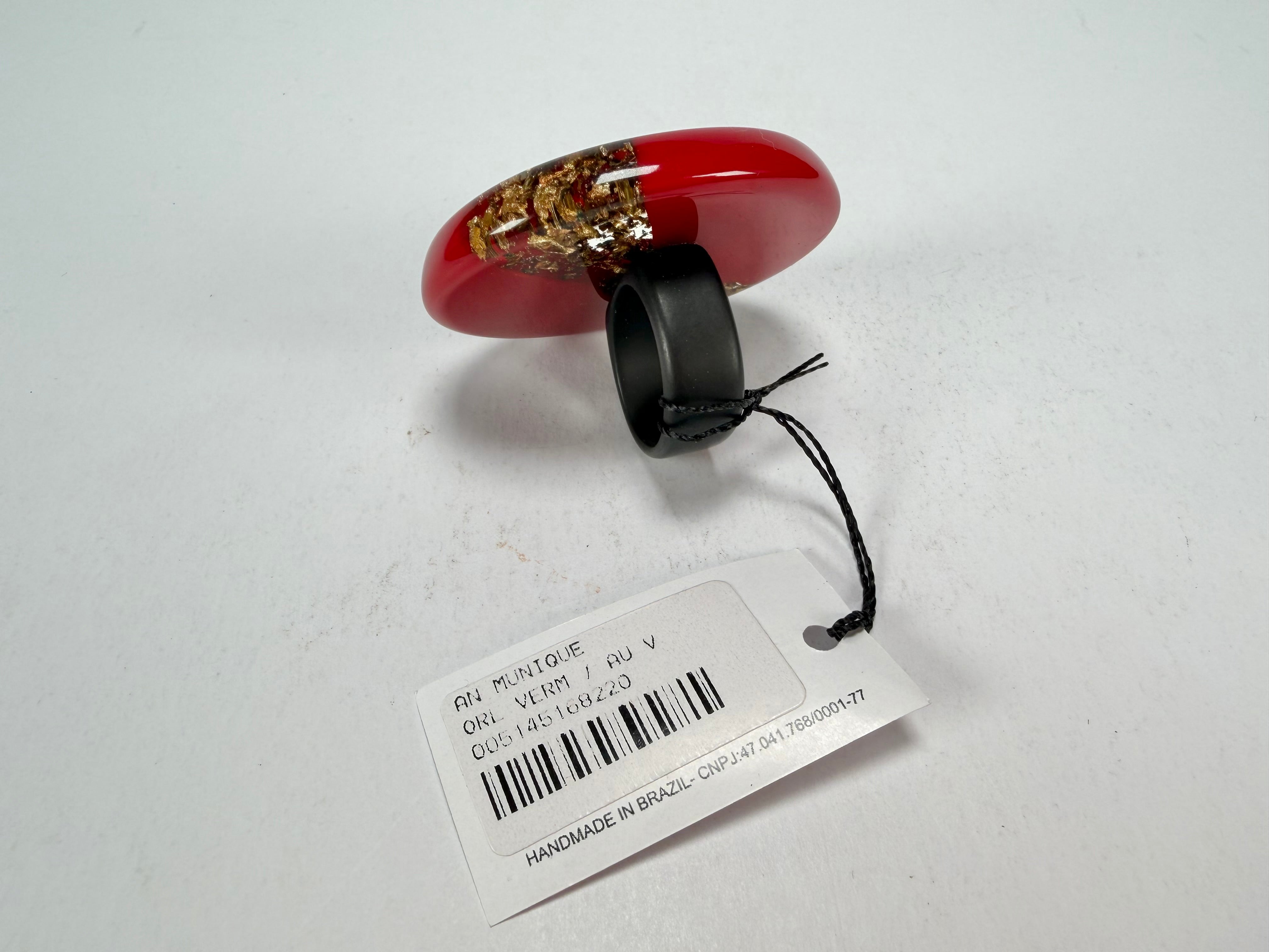 Sobral - Metalique "Munique" Orlando Red Resin Ring ( 005145 ) - Size UK U / US 10