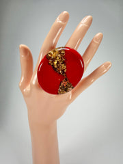 Sobral - Metalique "Munique" Orlando Red Resin Ring ( 005145 ) - Size UK U / US 10