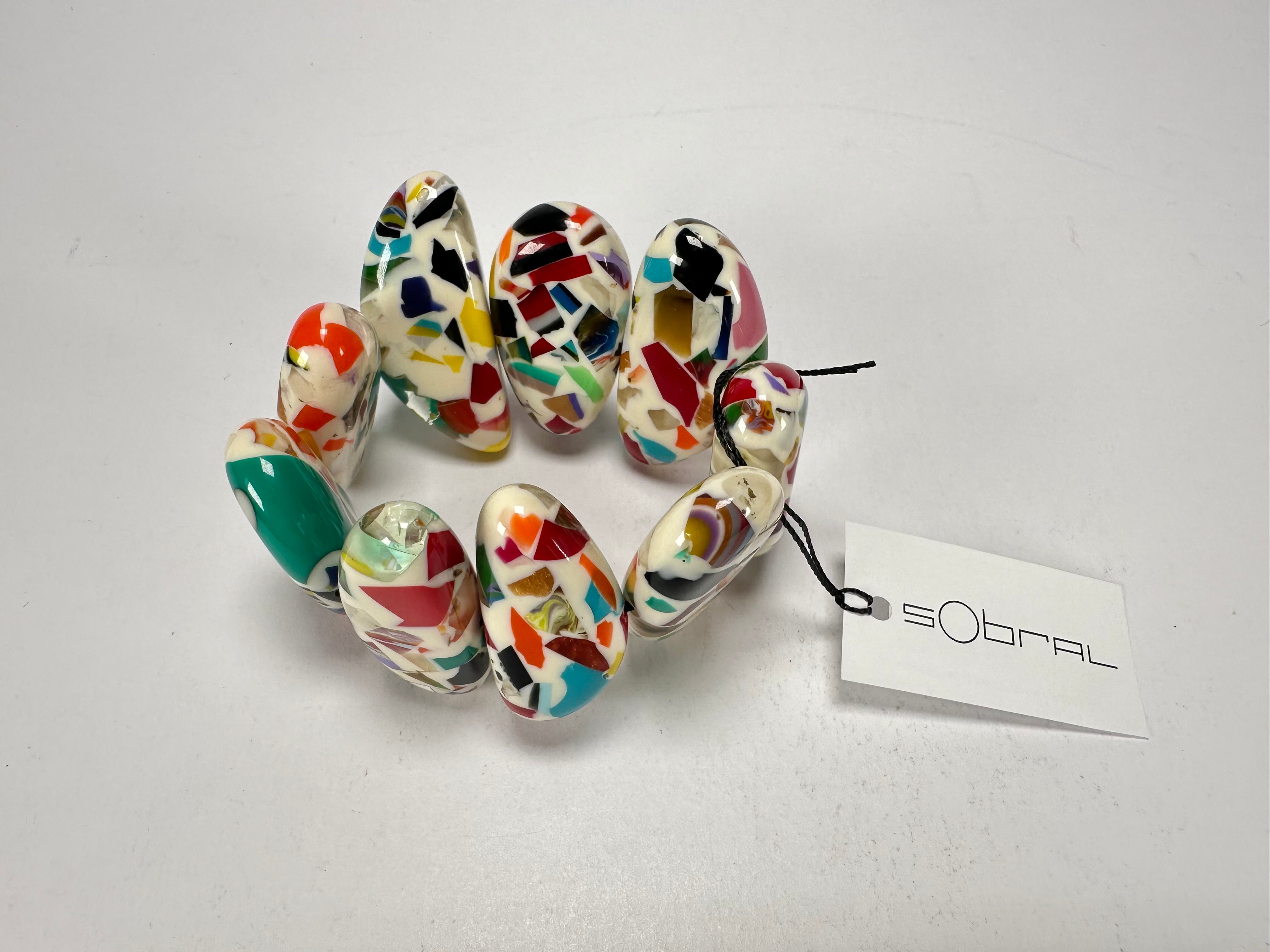 Sobral - Caillou Marfim "Onda" Elasticated Resin Bracelet ( 005329 )