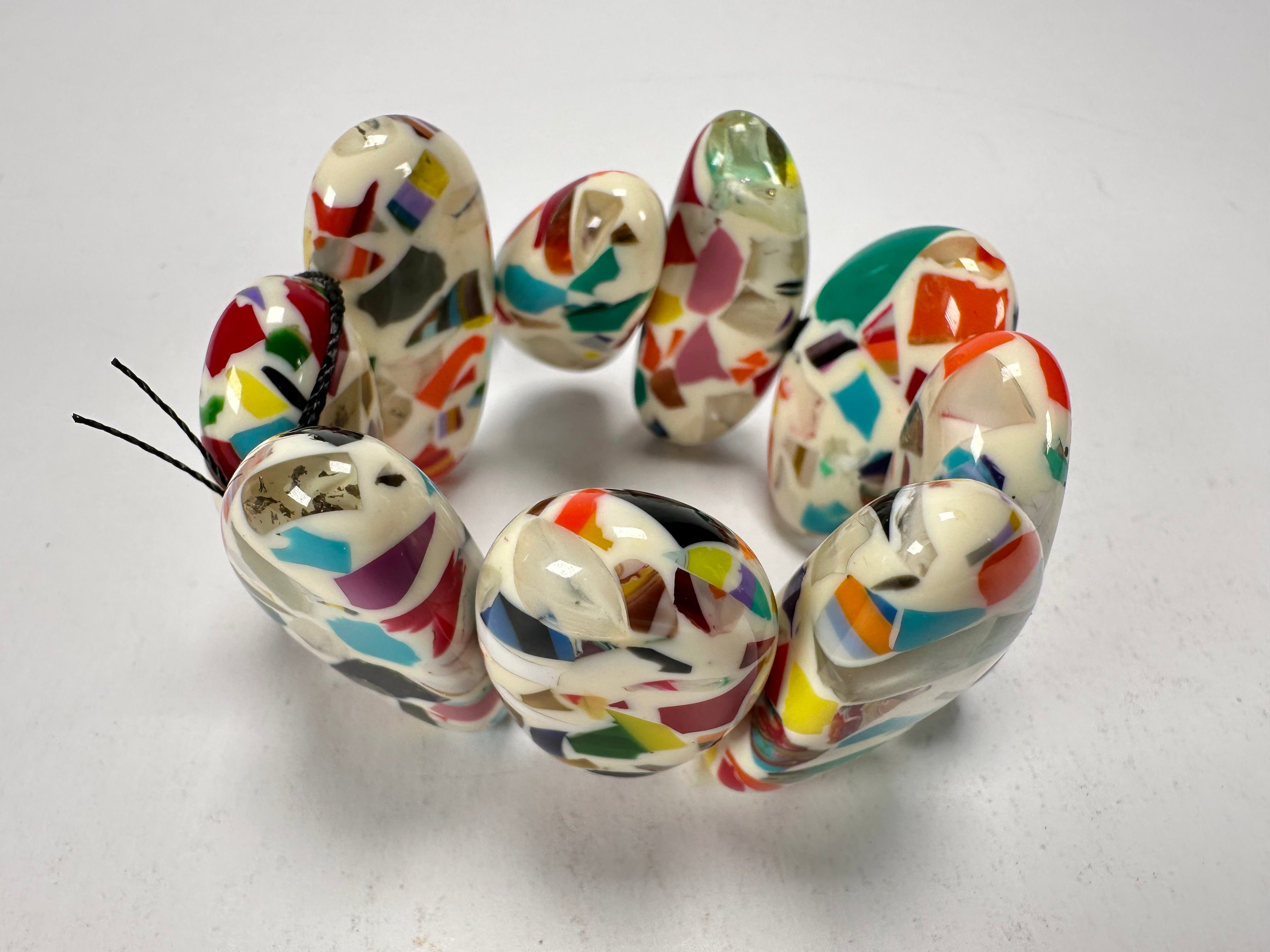 Sobral - Caillou Marfim "Onda" Elasticated Resin Bracelet ( 005329 )