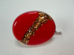 Sobral - Metalique "Munique" Orlando Red Resin Ring ( 005145 ) - Size UK U / US 10