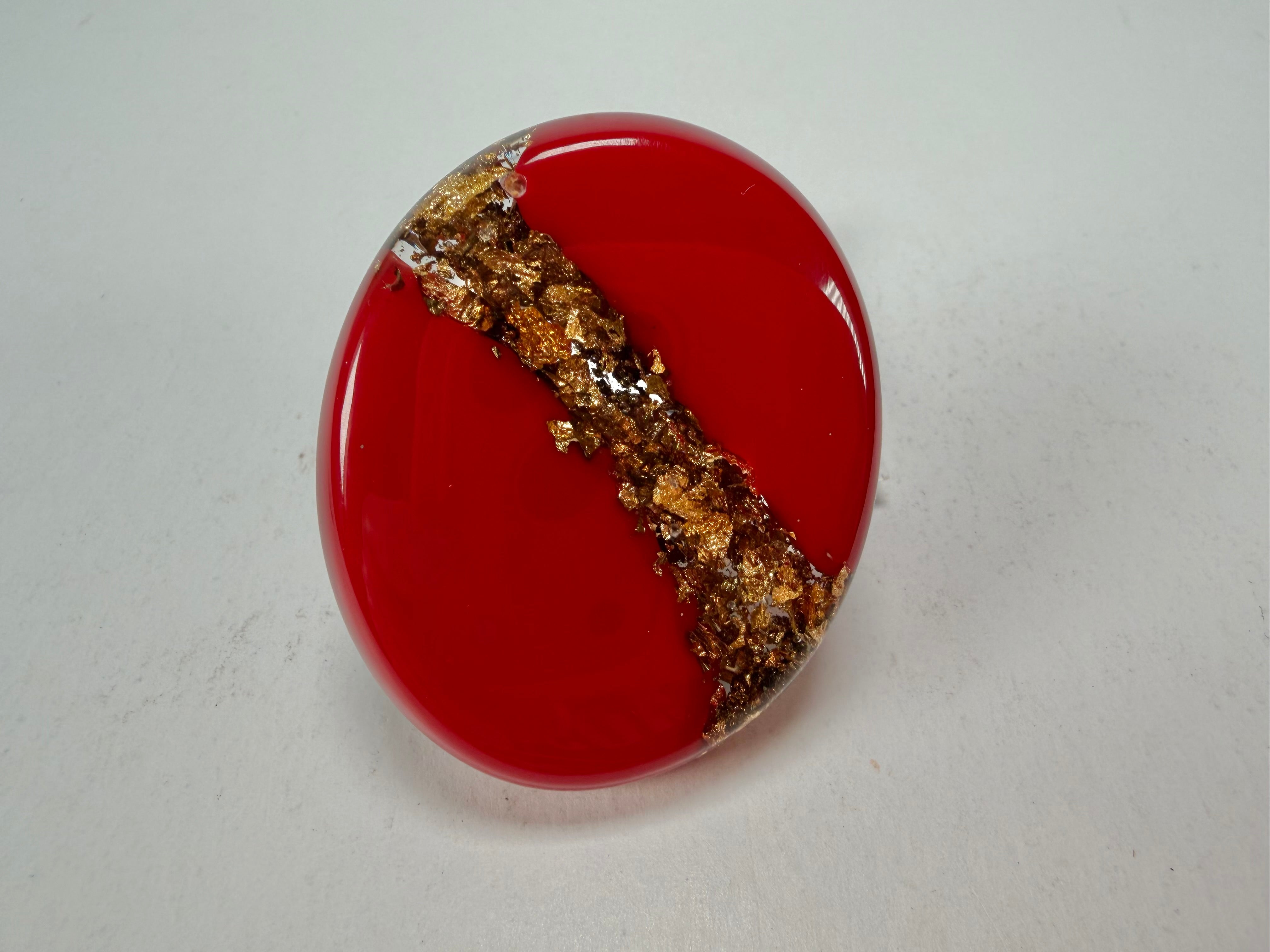 Sobral - Metalique "Munique" Orlando Red Resin Ring ( 005145 ) - Size UK U / US 10