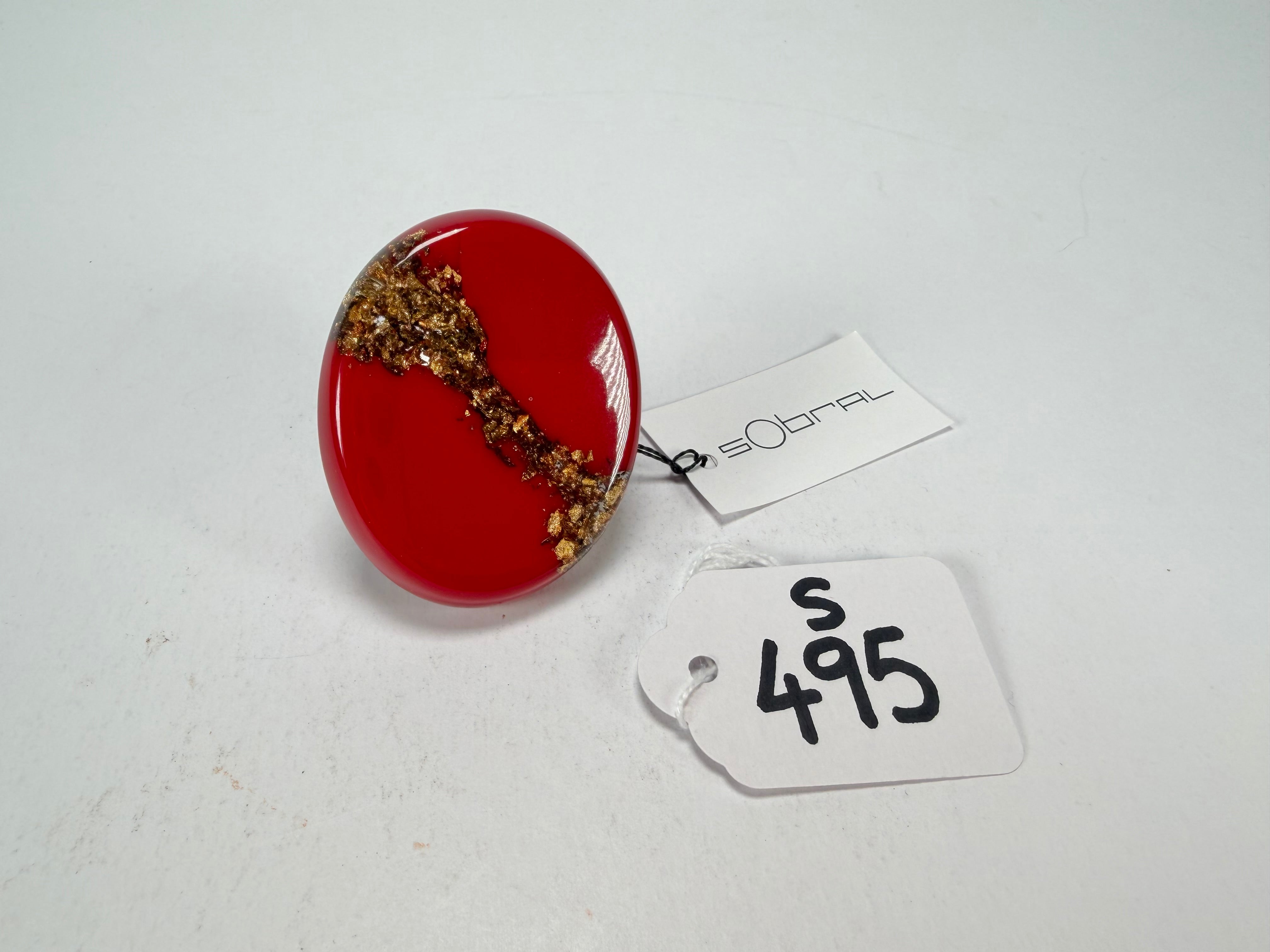 Sobral - Metalique "Munique" Orlando Red Resin Ring ( 005145 ) - Size UK V / US 10.5