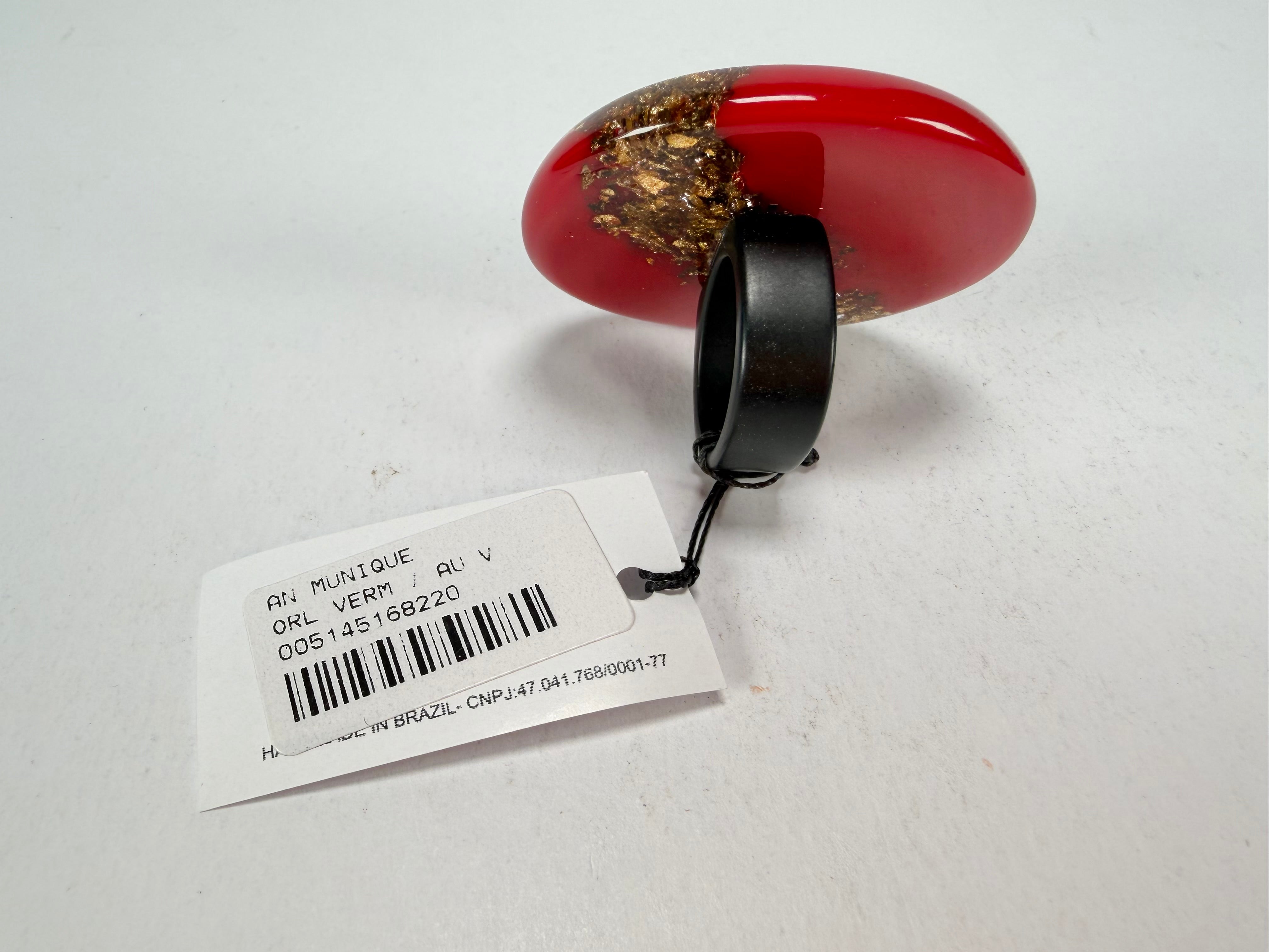 Sobral - Metalique "Munique" Orlando Red Resin Ring ( 005145 ) - Size UK V / US 10.5