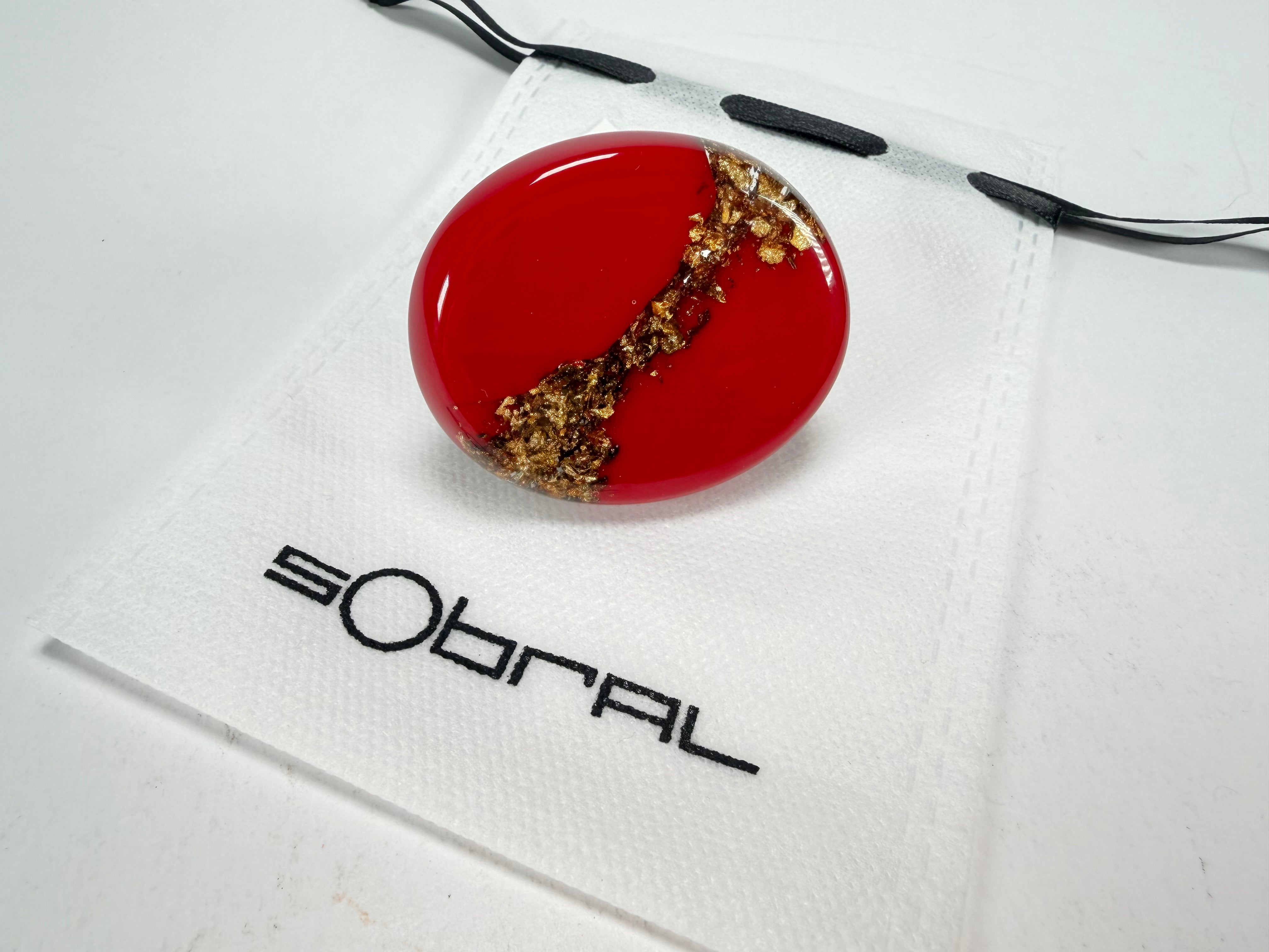 Sobral - Metalique "Munique" Orlando Red Resin Ring ( 005145 ) - Size UK V / US 10.5
