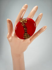 Sobral - Metalique "Munique" Orlando Red Resin Ring ( 005145 ) - Size UK V / US 10.5