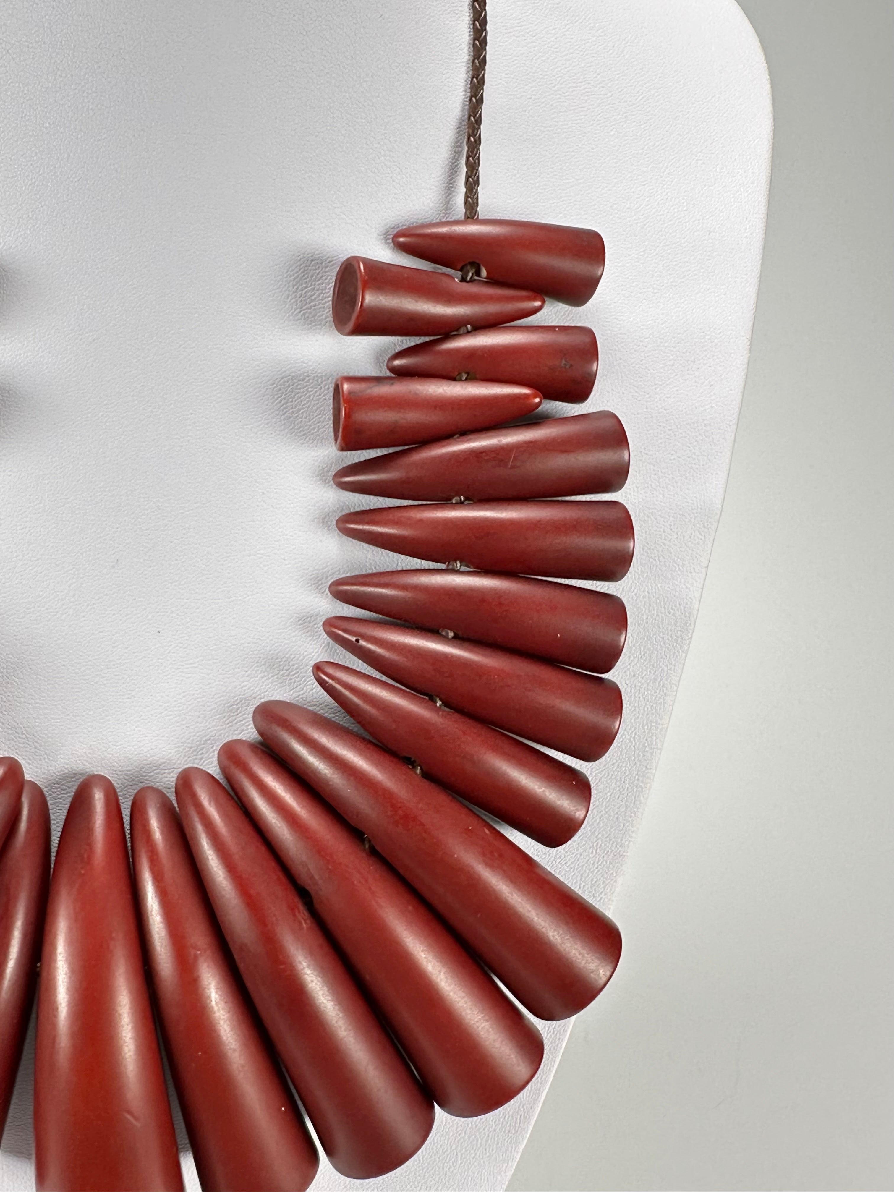 Sobral - "Tusk" Studio Creation Dark Red Resin Necklace ( 000000 )