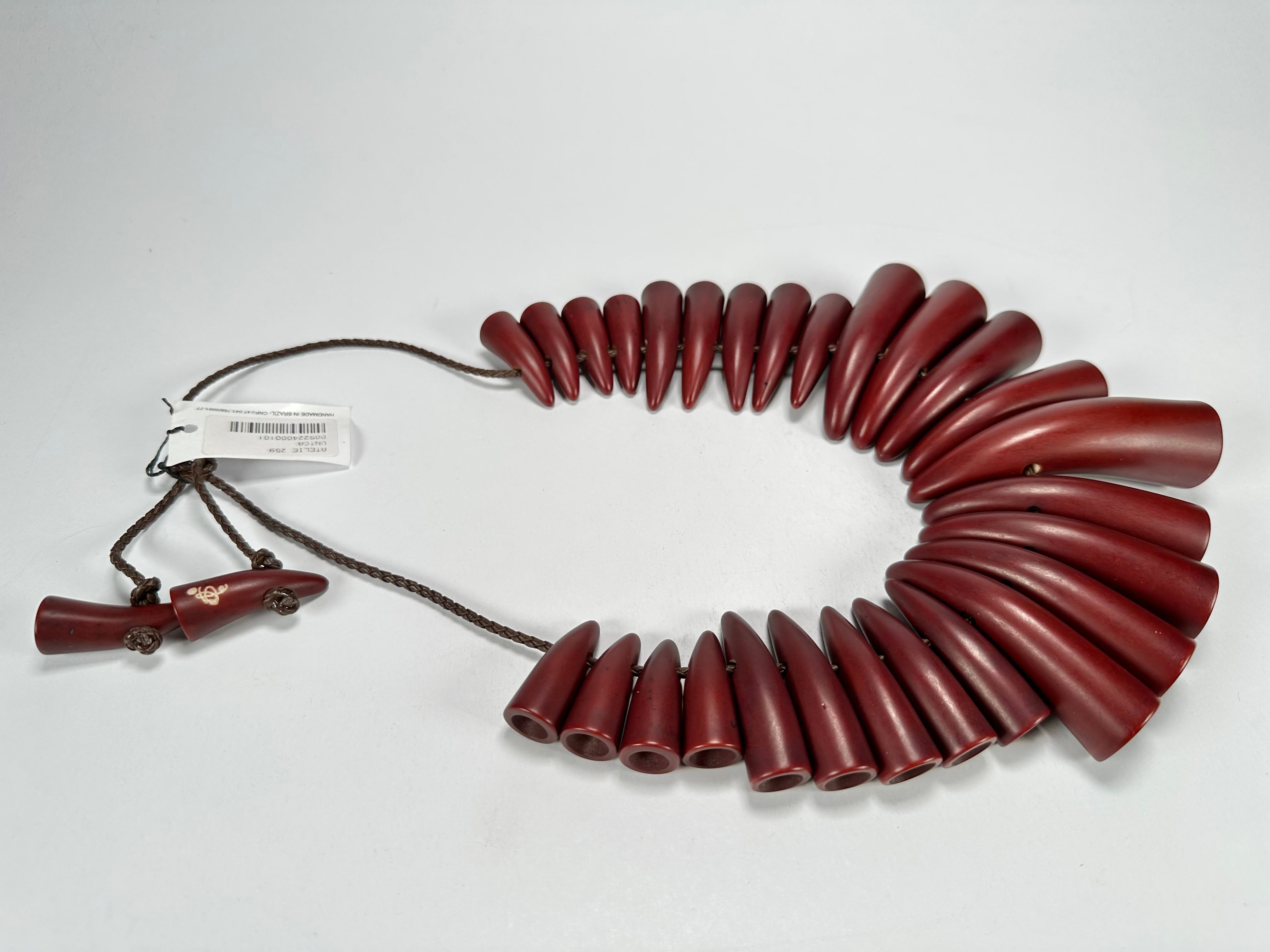 Sobral - "Tusk" Studio Creation Dark Red Resin Necklace ( 000000 )