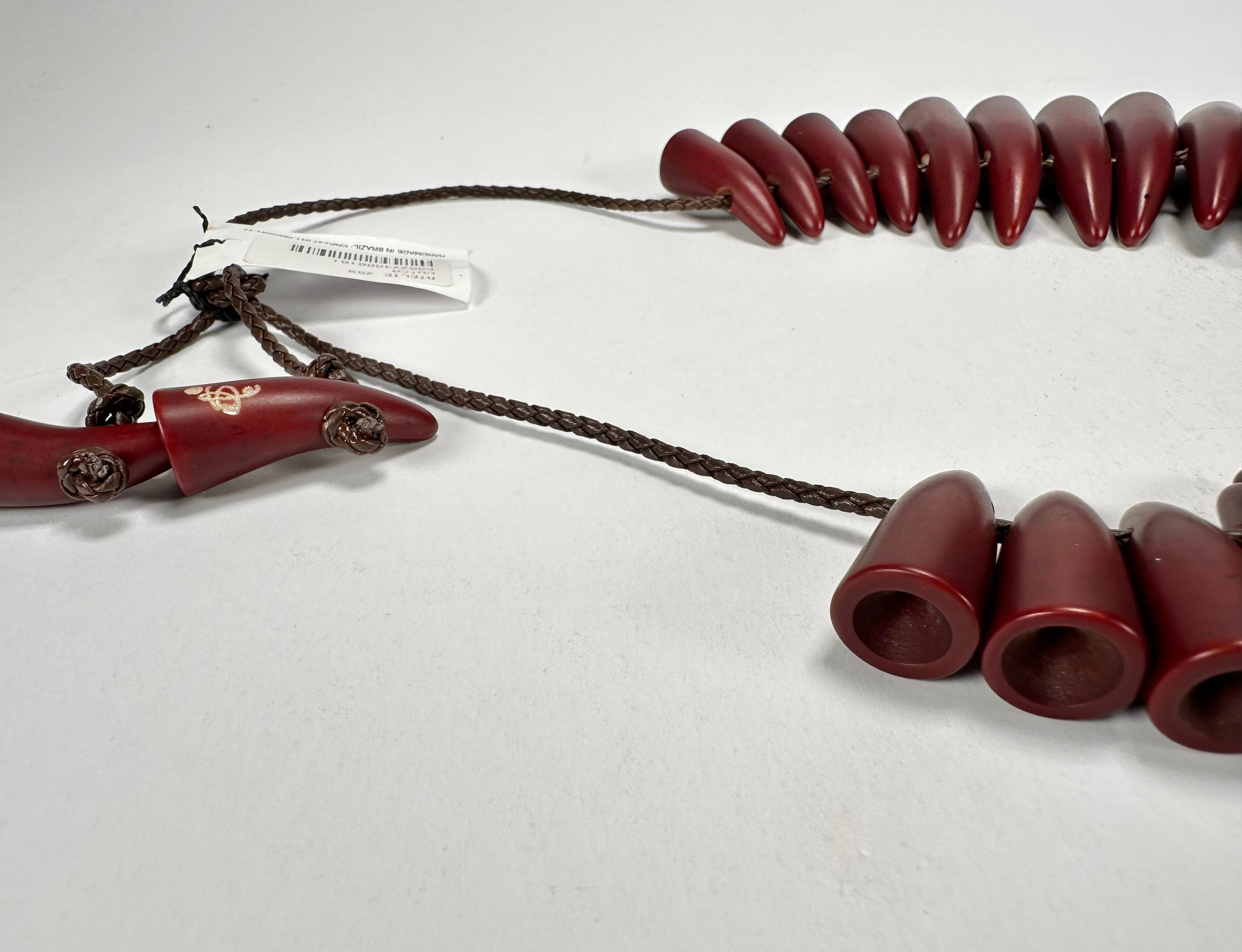 Sobral - "Tusk" Studio Creation Dark Red Resin Necklace ( 000000 )