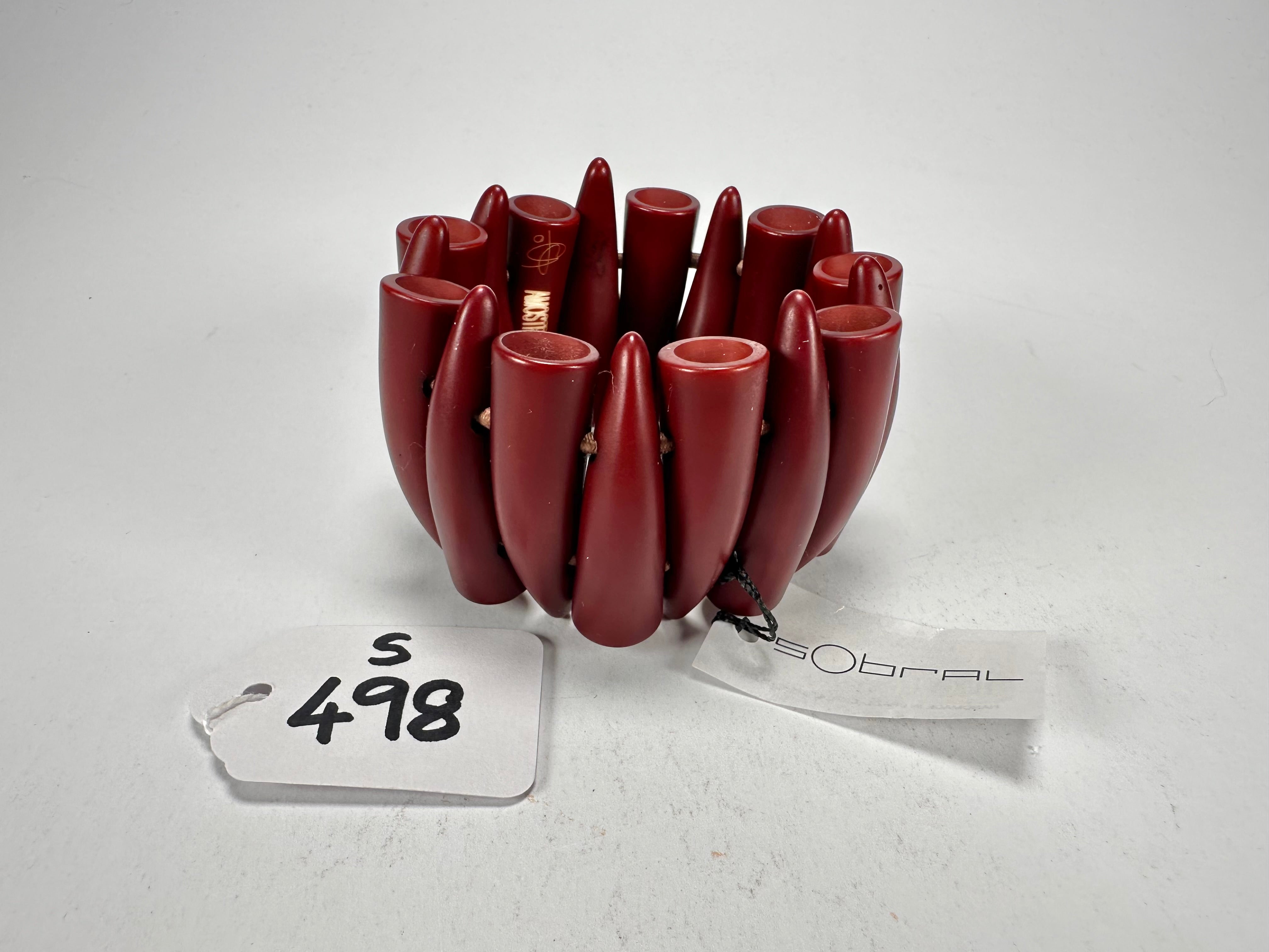 Sobral - "Tusk" Studio Creation Dark Red Elasticated Resin Bracelet ( 000000 )