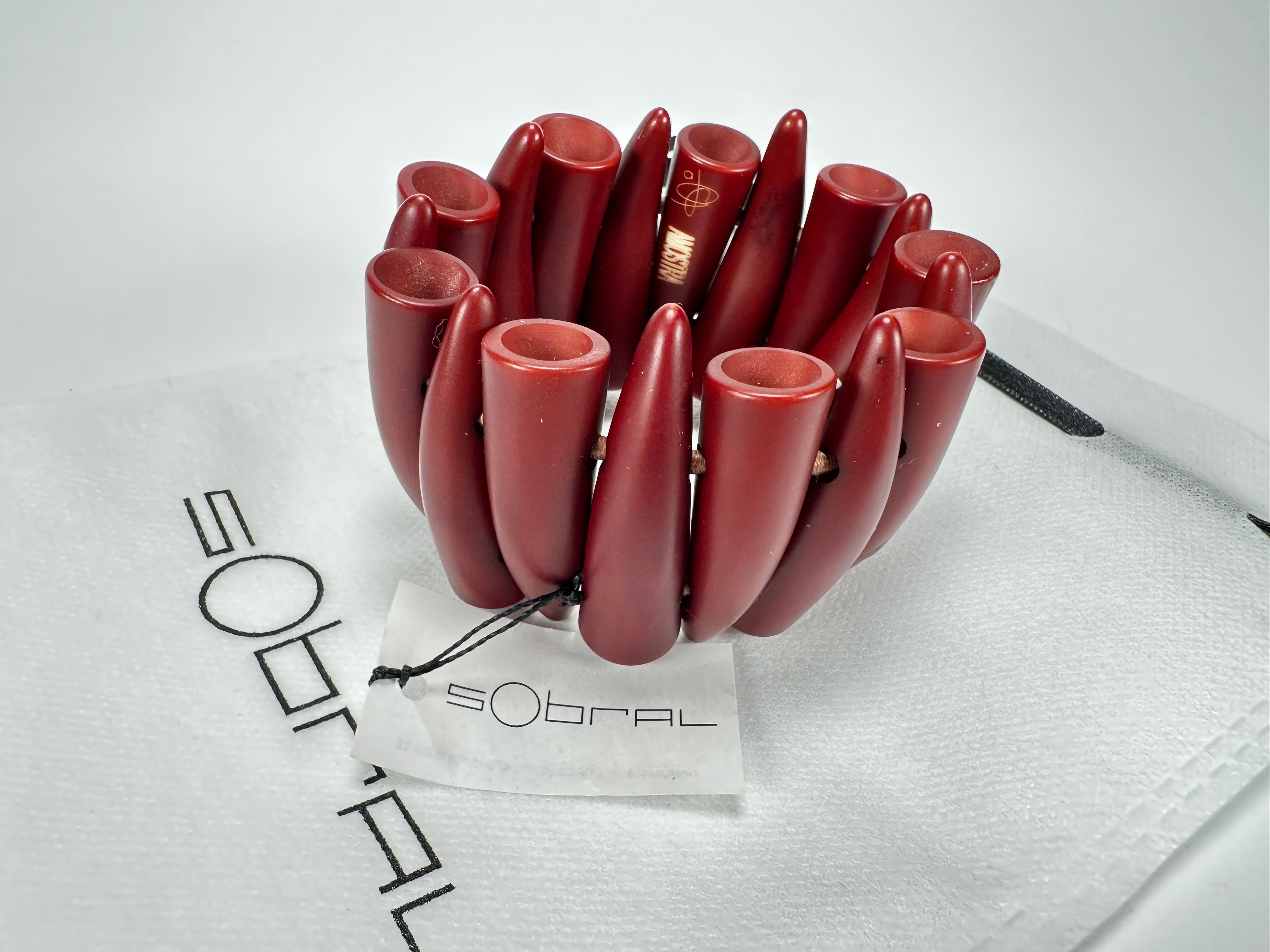 Sobral - "Tusk" Studio Creation Dark Red Elasticated Resin Bracelet ( 000000 )