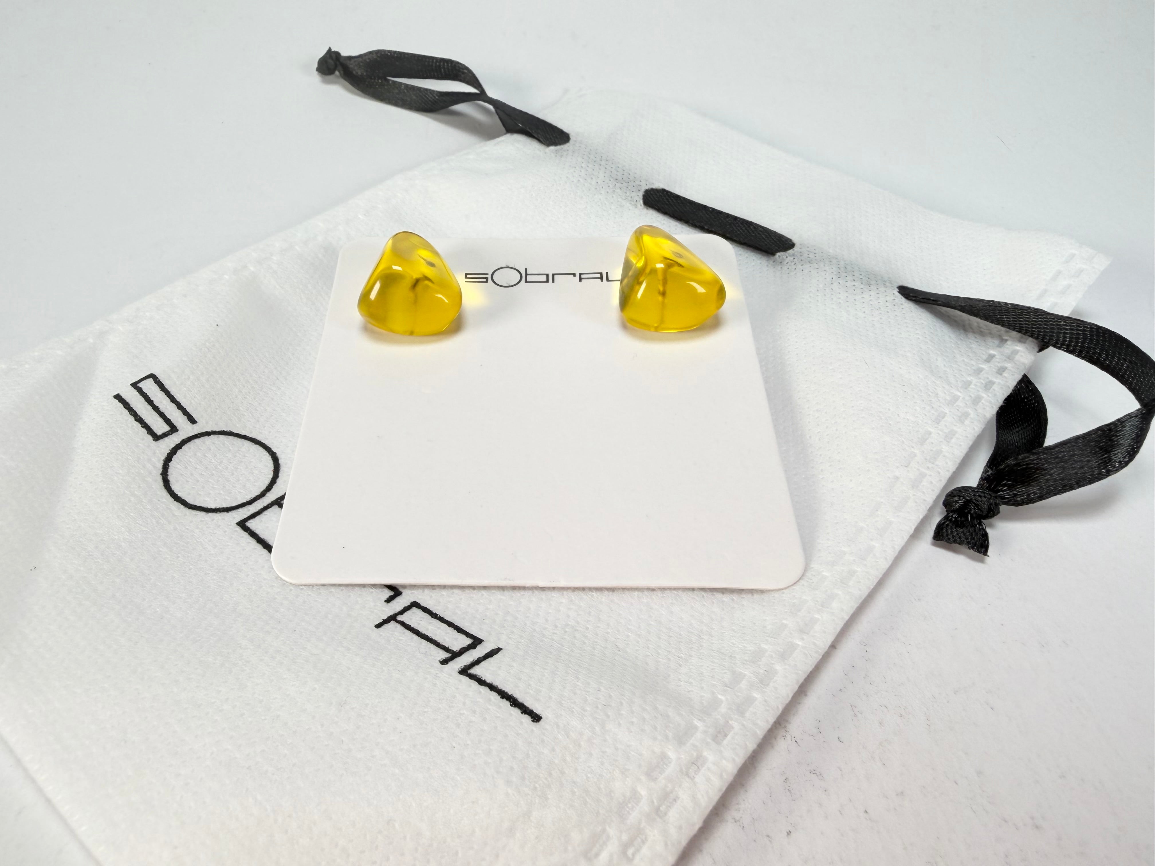 Sobral - Mix 2023 "Pequeno Diamante" Yellow Cristal Resin Earrings ( 003600 )