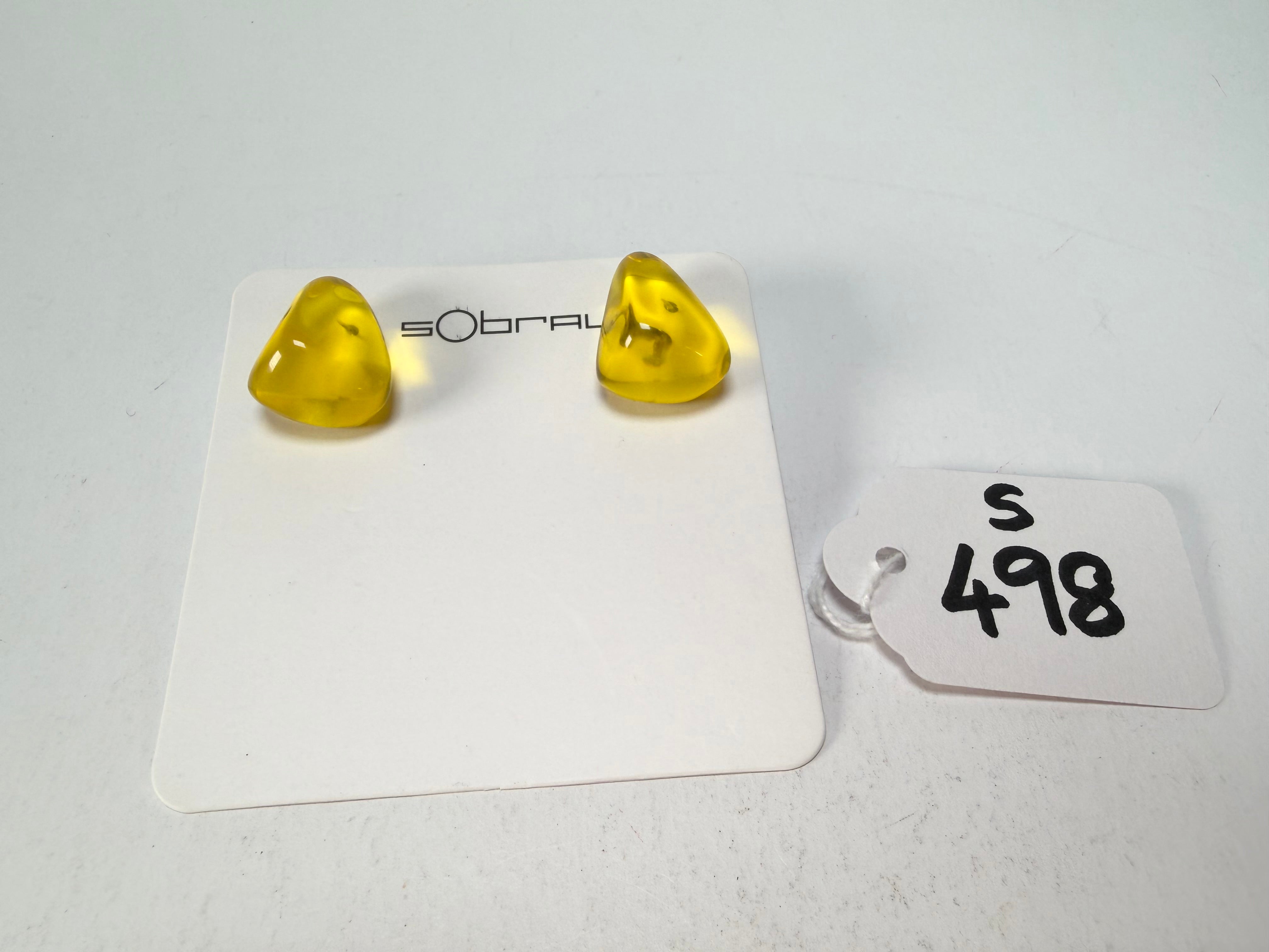 Sobral - Mix 2023 "Pequeno Diamante" Yellow Cristal Resin Earrings ( 003600 )
