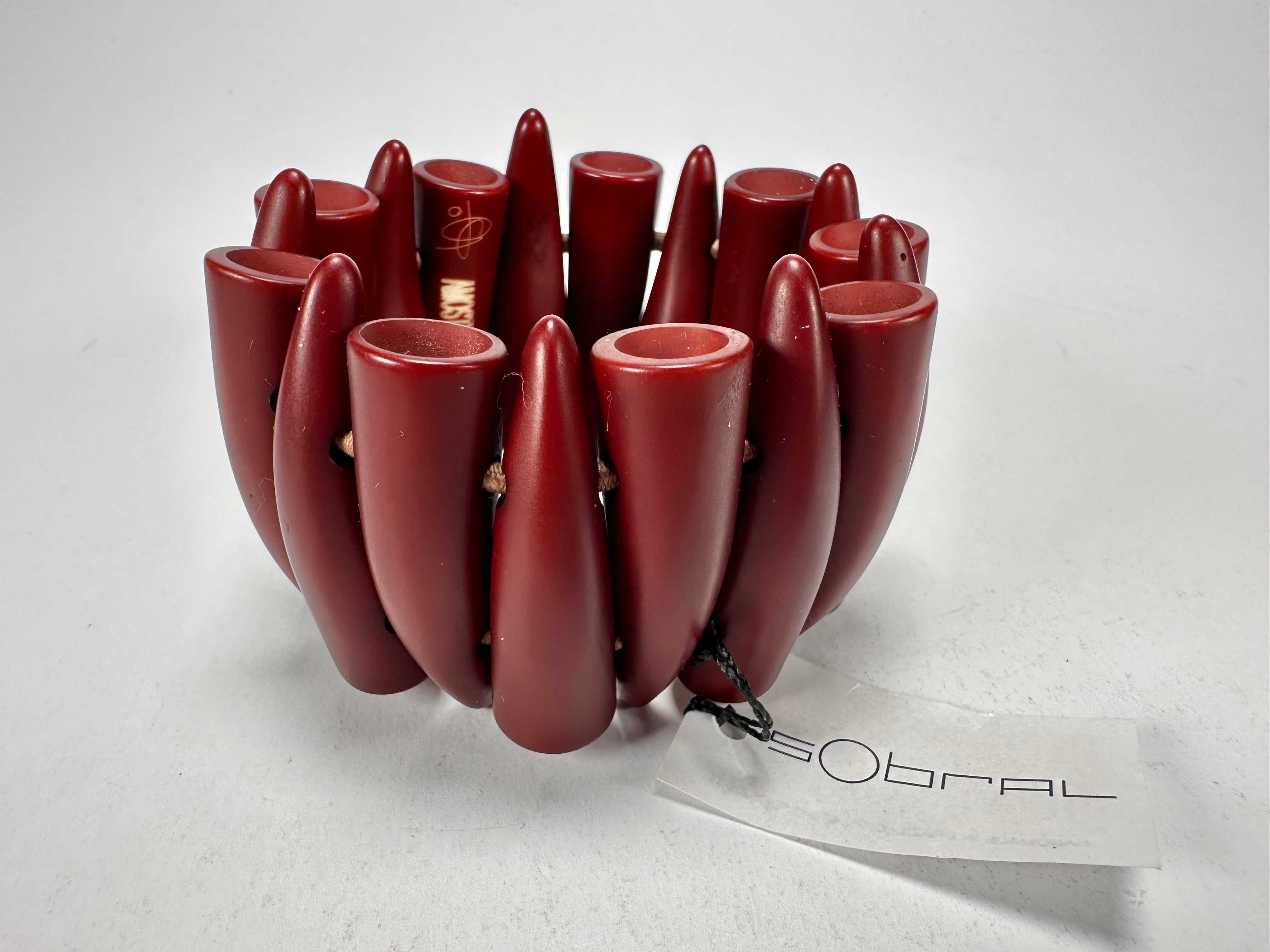 Sobral - "Tusk" Studio Creation Dark Red Elasticated Resin Bracelet ( 000000 )