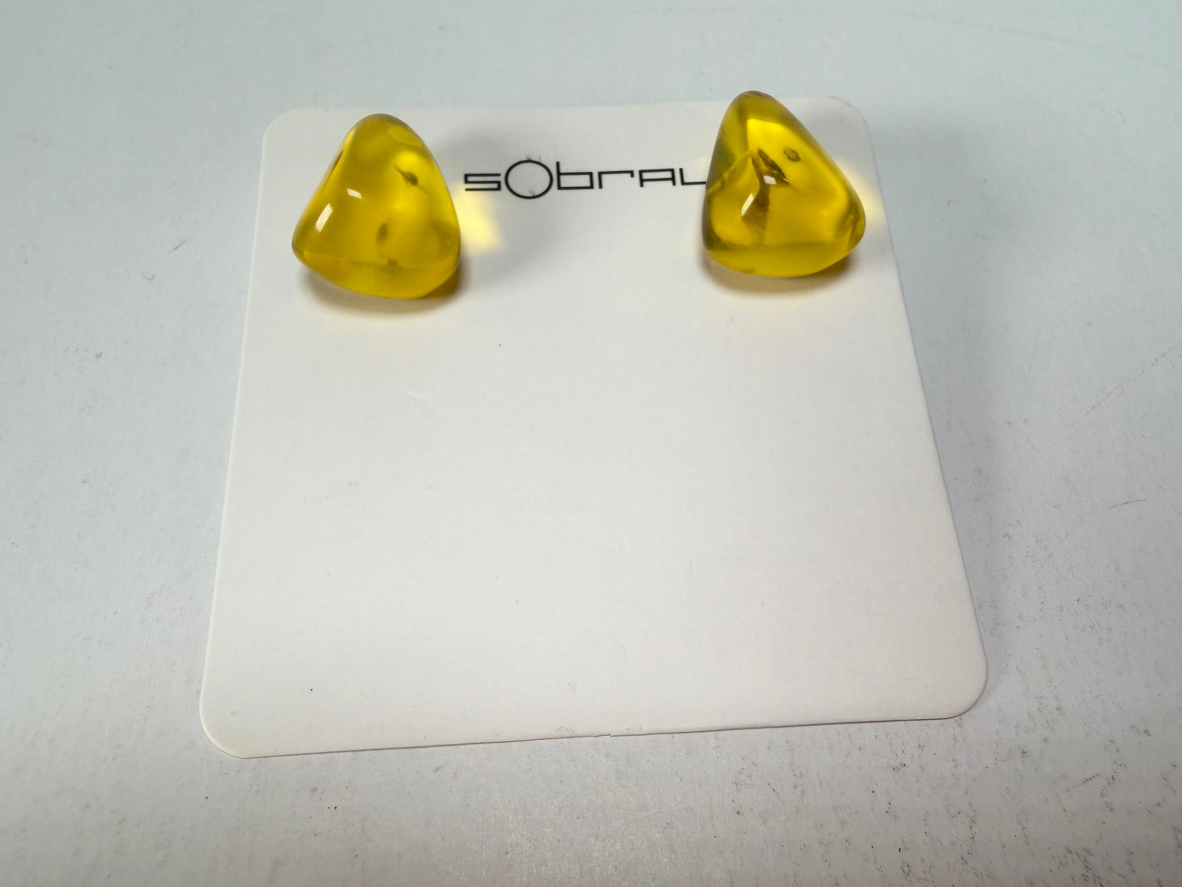 Sobral - Mix 2023 "Pequeno Diamante" Yellow Cristal Resin Earrings ( 003600 )