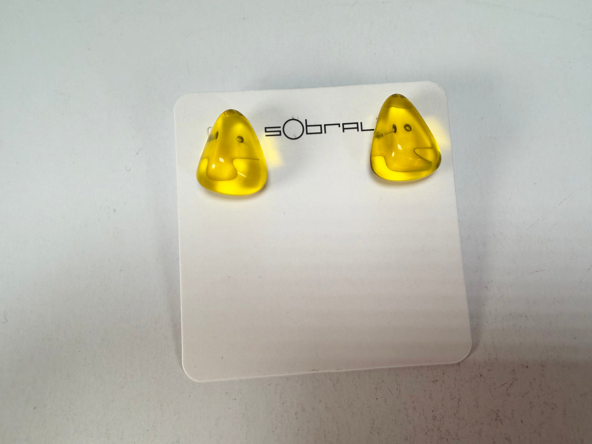 Sobral - Mix 2023 "Pequeno Diamante" Yellow Cristal Resin Earrings ( 003600 )