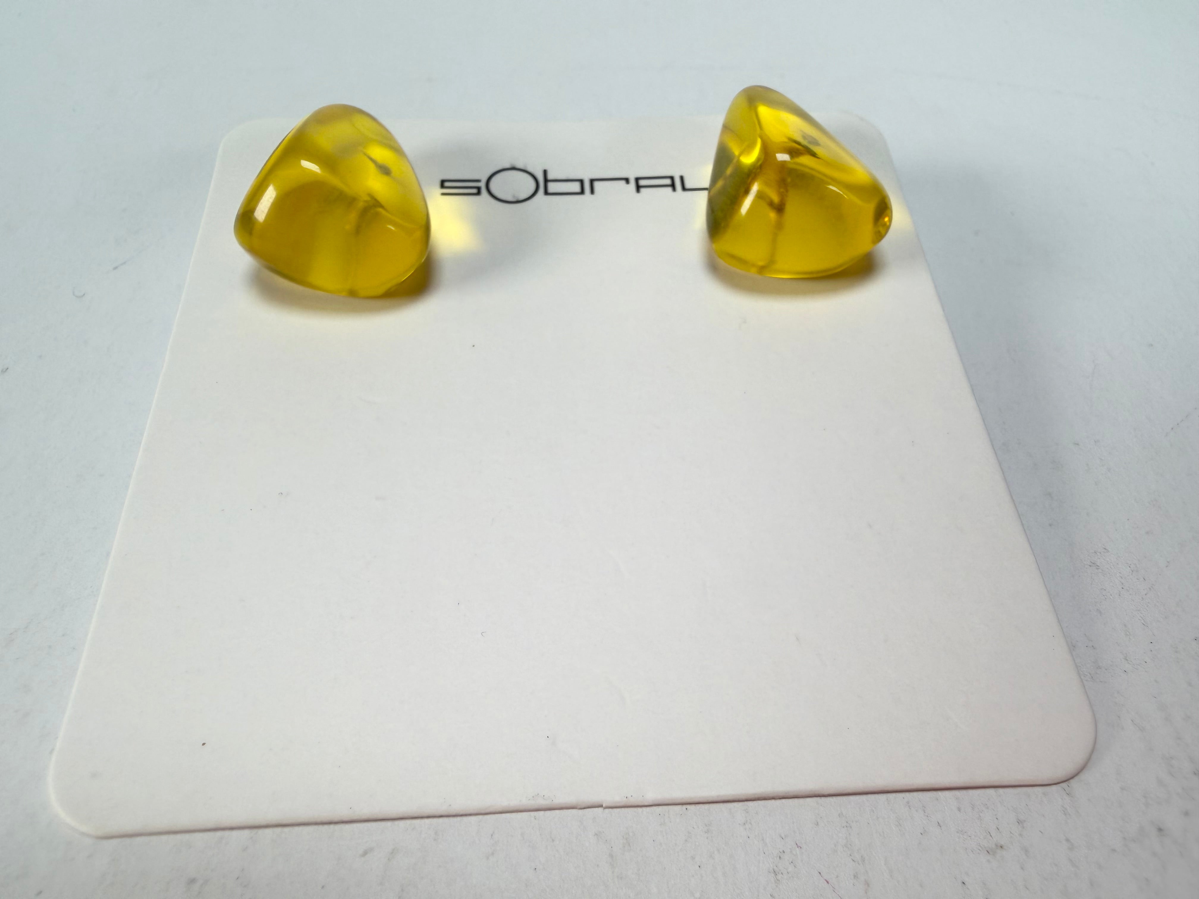 Sobral - Mix 2023 "Pequeno Diamante" Yellow Cristal Resin Earrings ( 003600 )