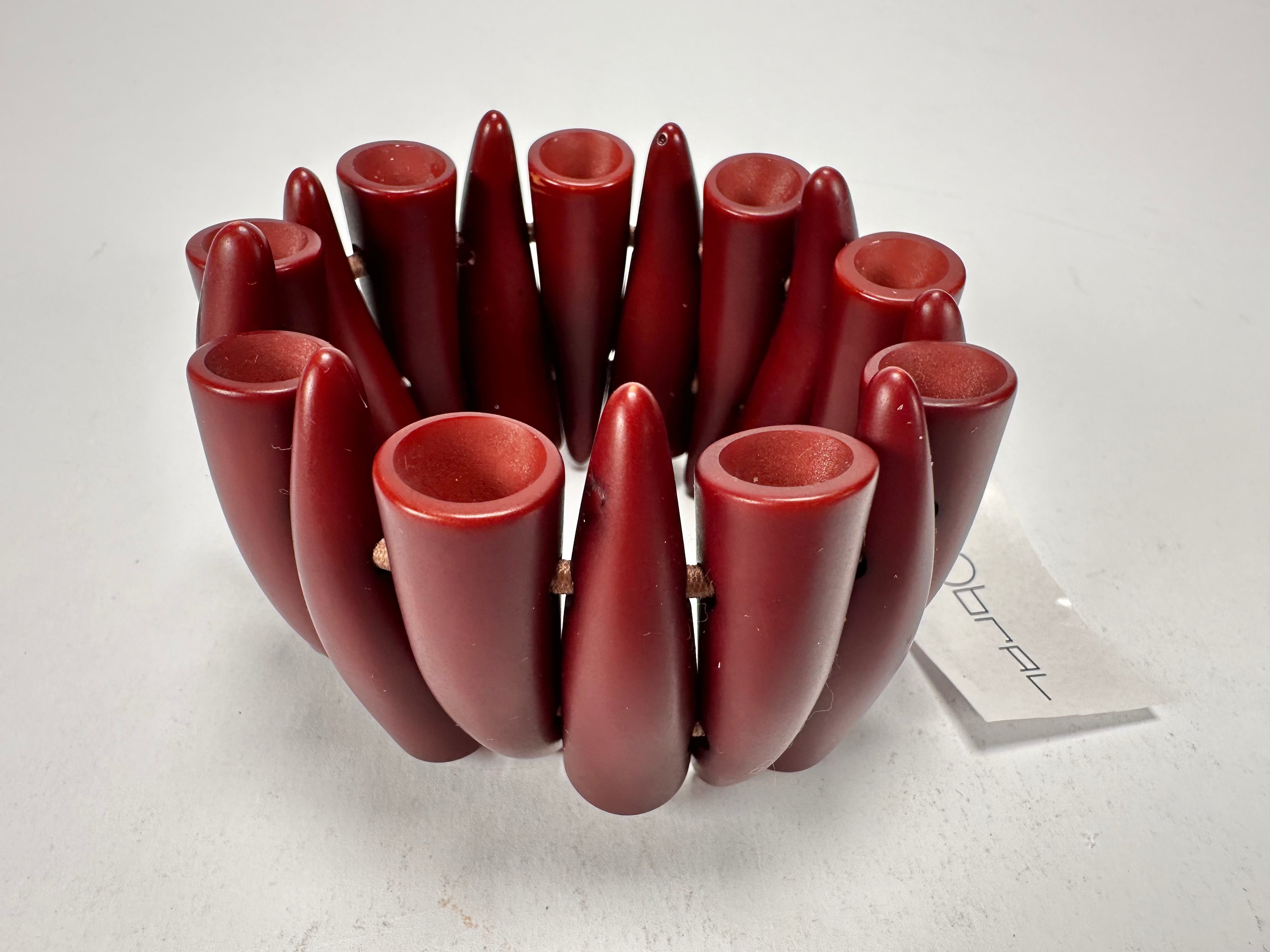 Sobral - "Tusk" Studio Creation Dark Red Elasticated Resin Bracelet ( 000000 )