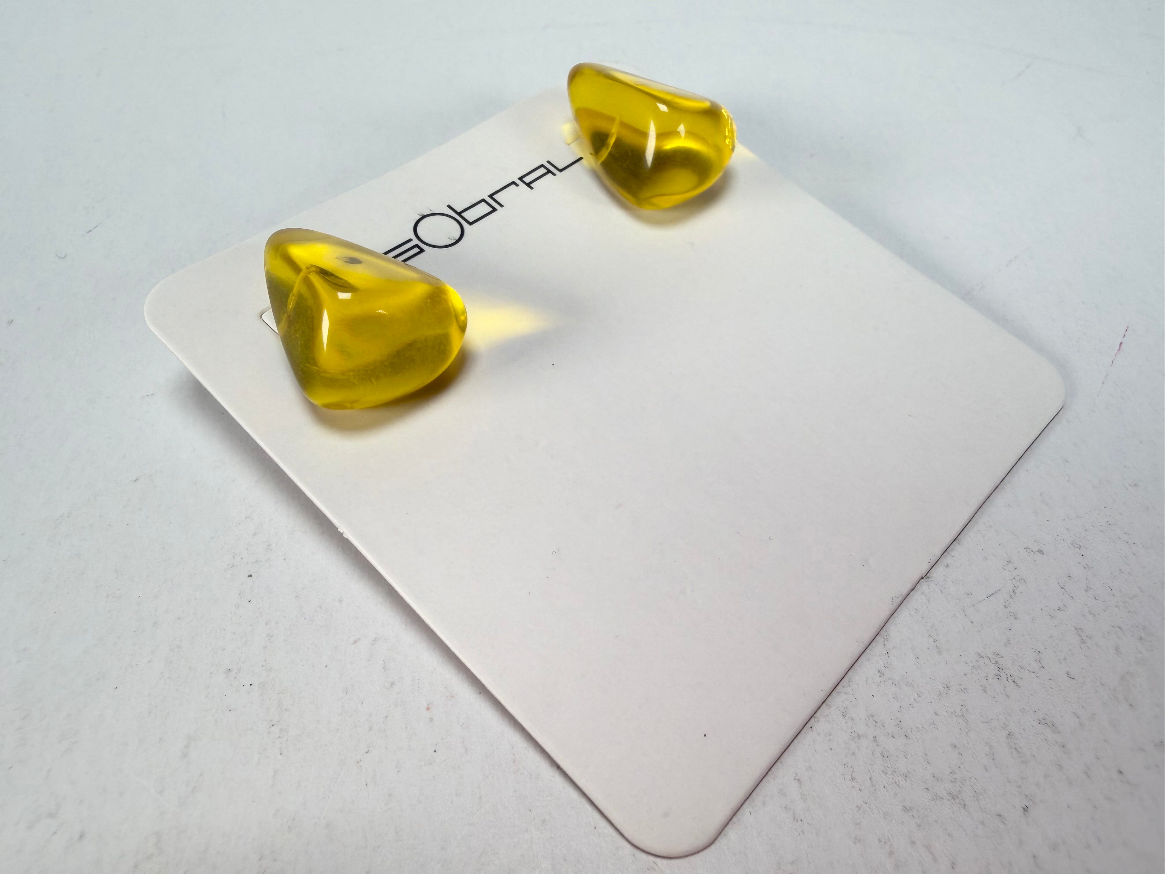 Sobral - Mix 2023 "Pequeno Diamante" Yellow Cristal Resin Earrings ( 003600 )