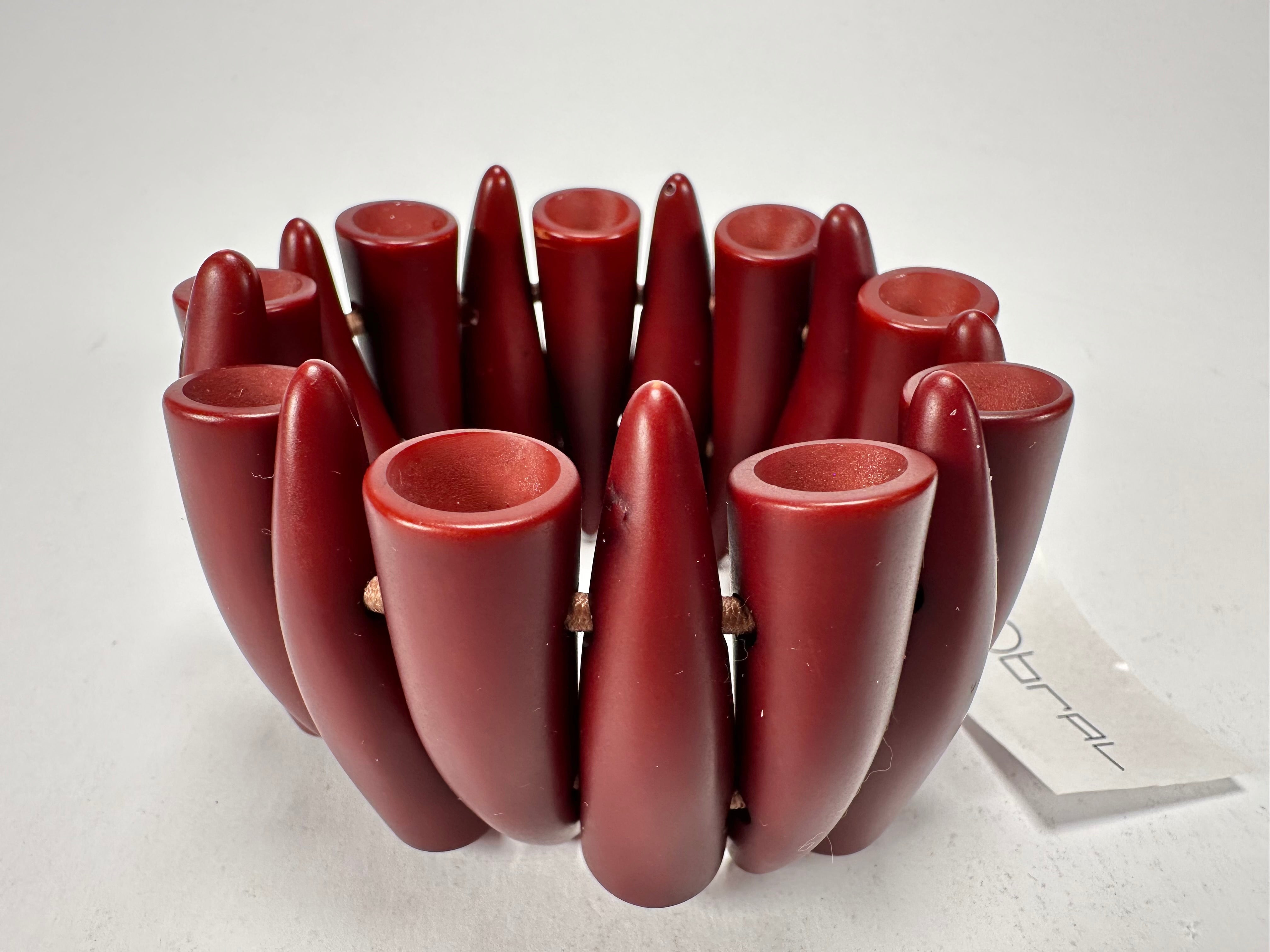 Sobral - "Tusk" Studio Creation Dark Red Elasticated Resin Bracelet ( 000000 )