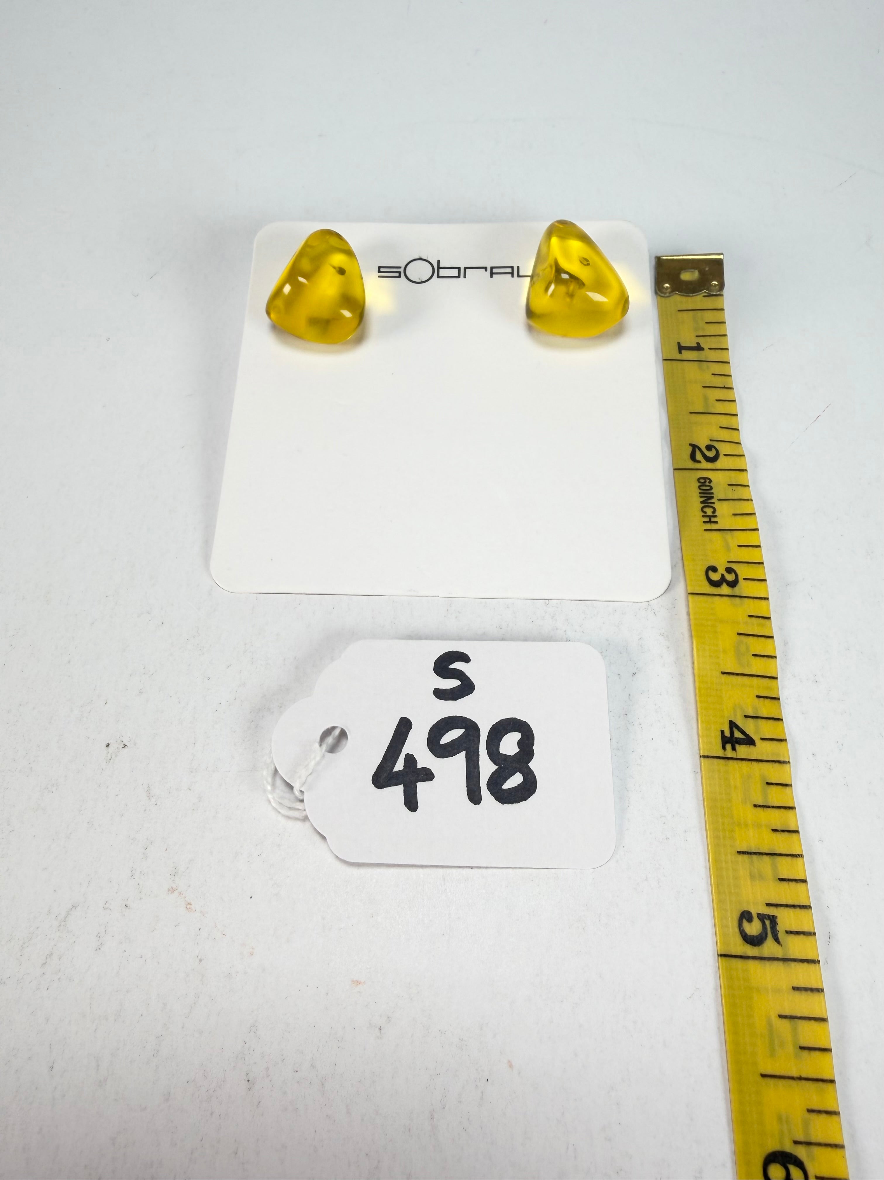 Sobral - Mix 2023 "Pequeno Diamante" Yellow Cristal Resin Earrings ( 003600 )