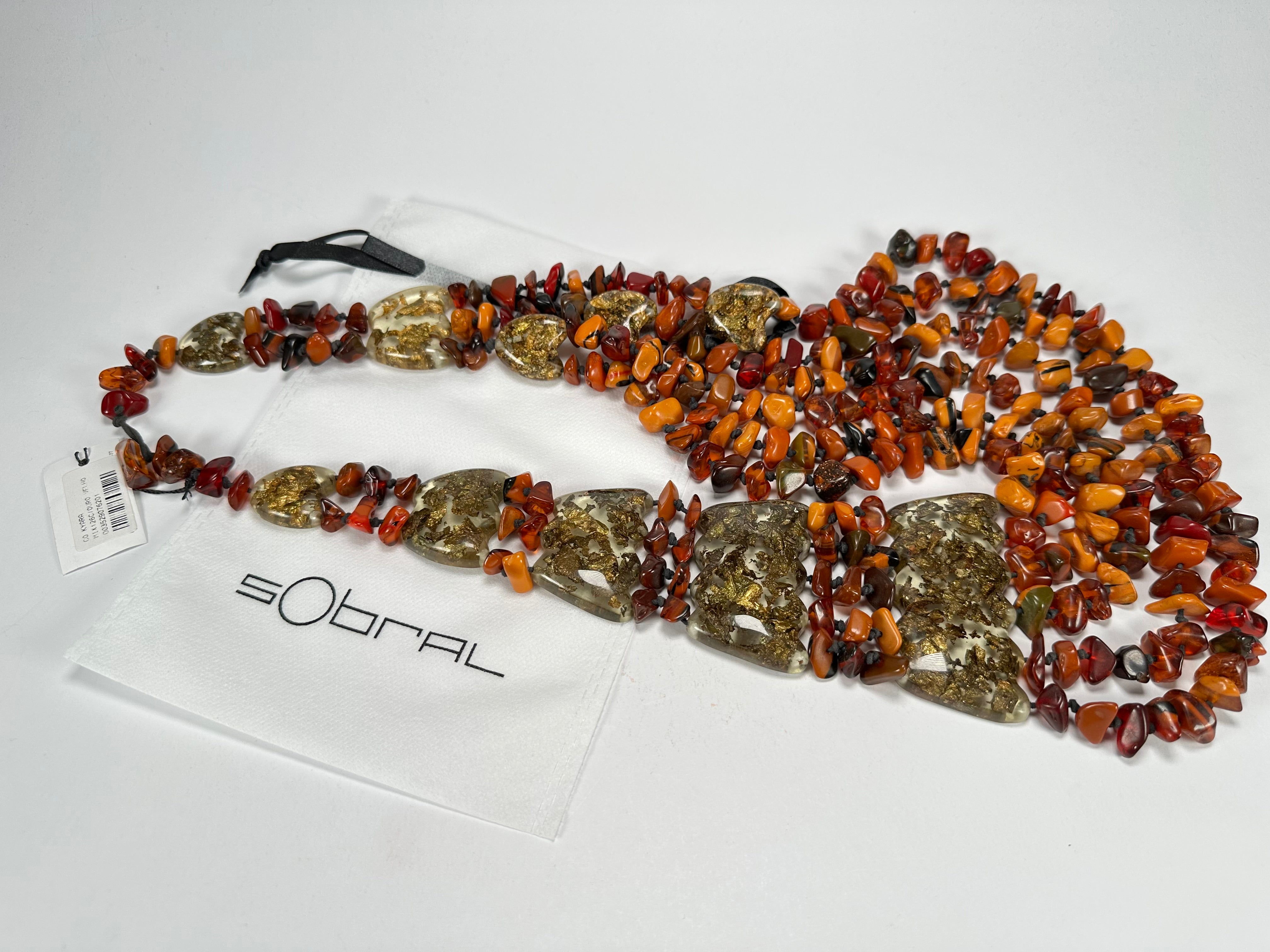 Sobral - Small Stone "Kyara" Multi Strand Resin Necklace ( 003529 )