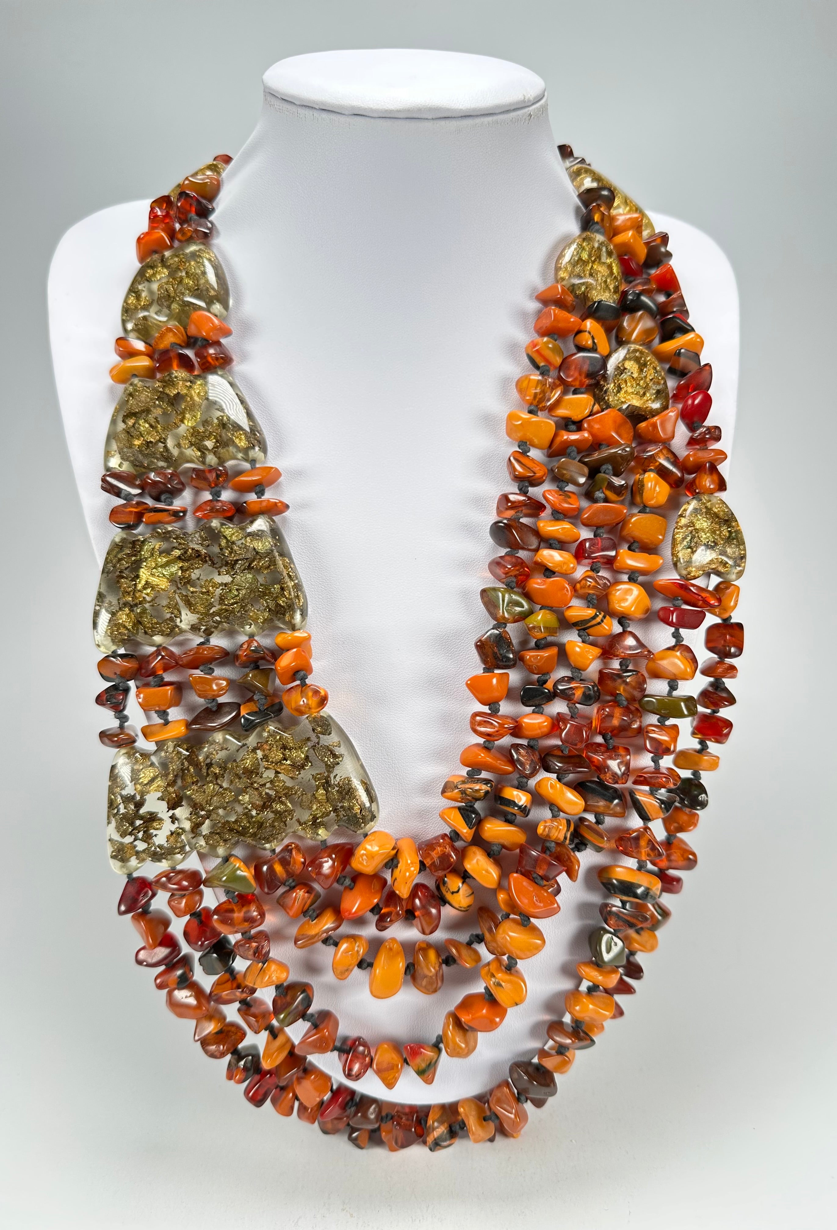 Sobral - Small Stone "Kyara" Multi Strand Resin Necklace ( 003529 )