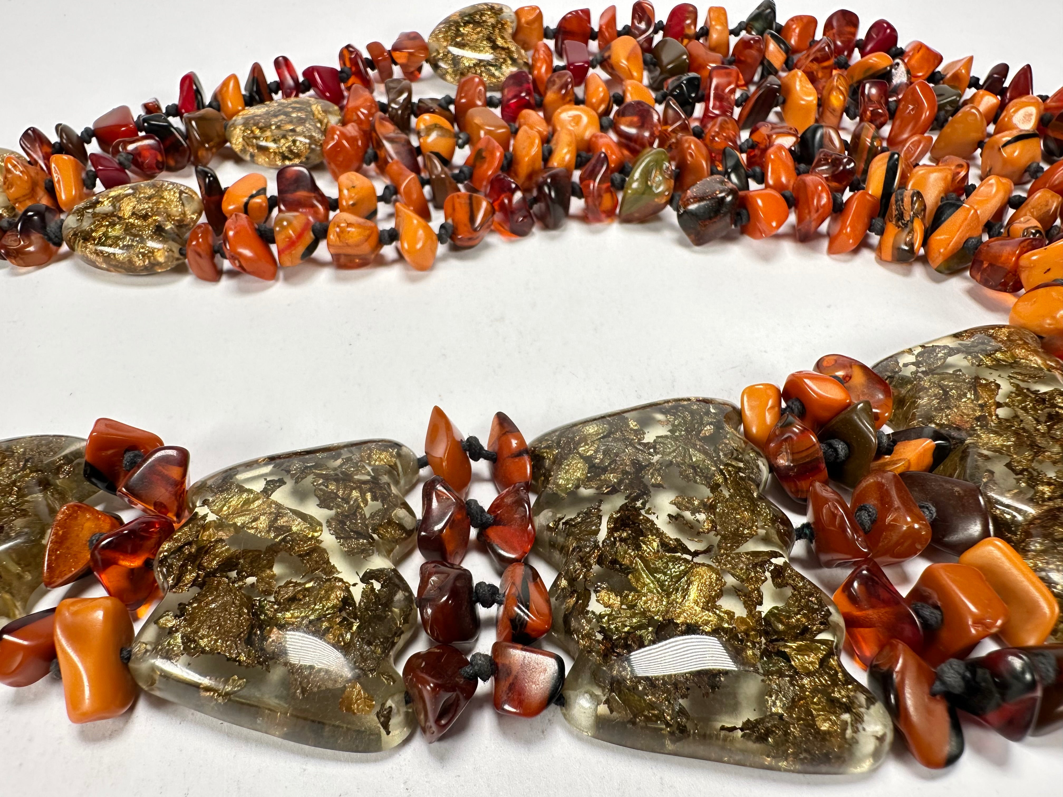 Sobral - Small Stone "Kyara" Multi Strand Resin Necklace ( 003529 )