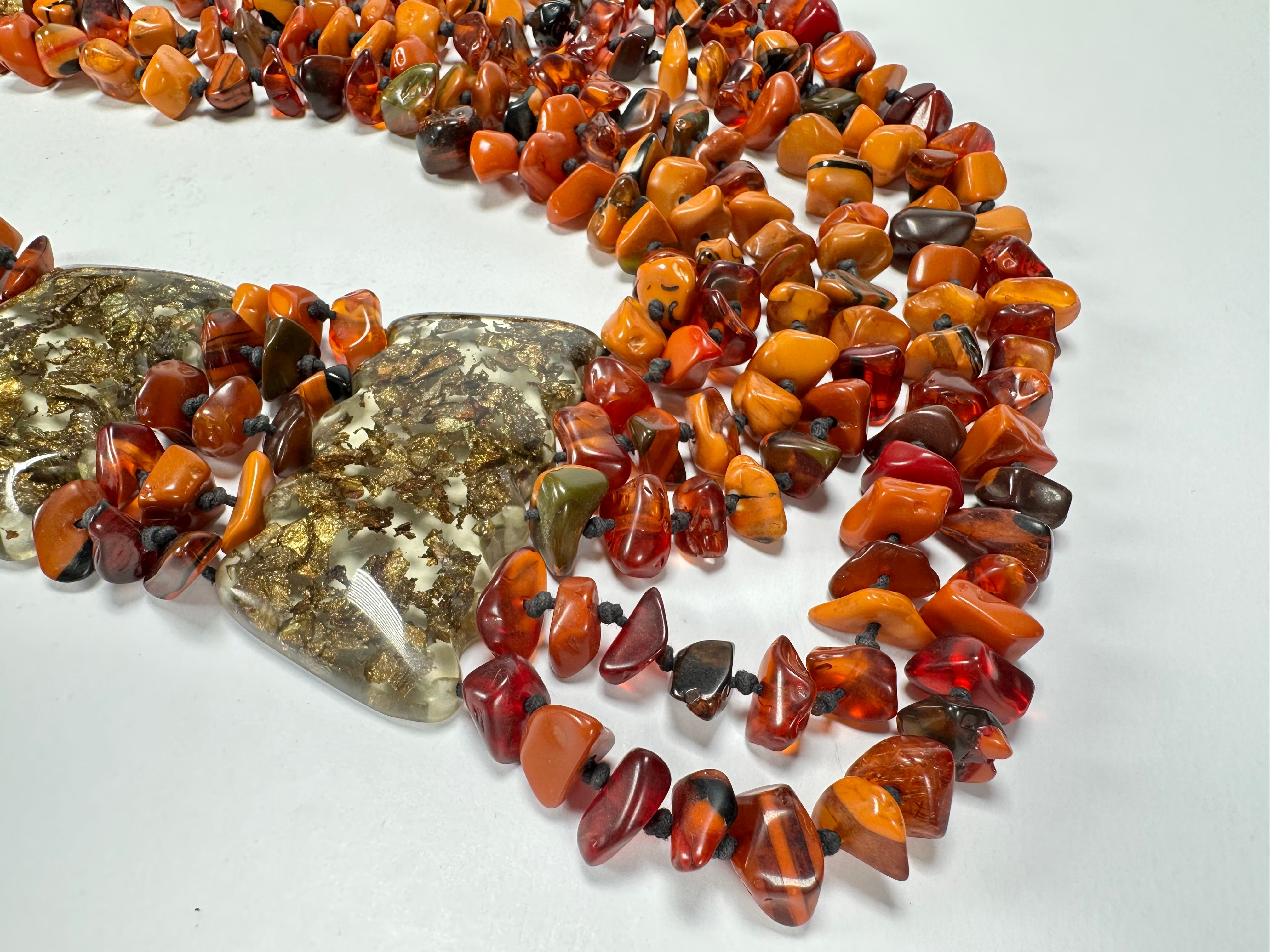 Sobral - Small Stone "Kyara" Multi Strand Resin Necklace ( 003529 )