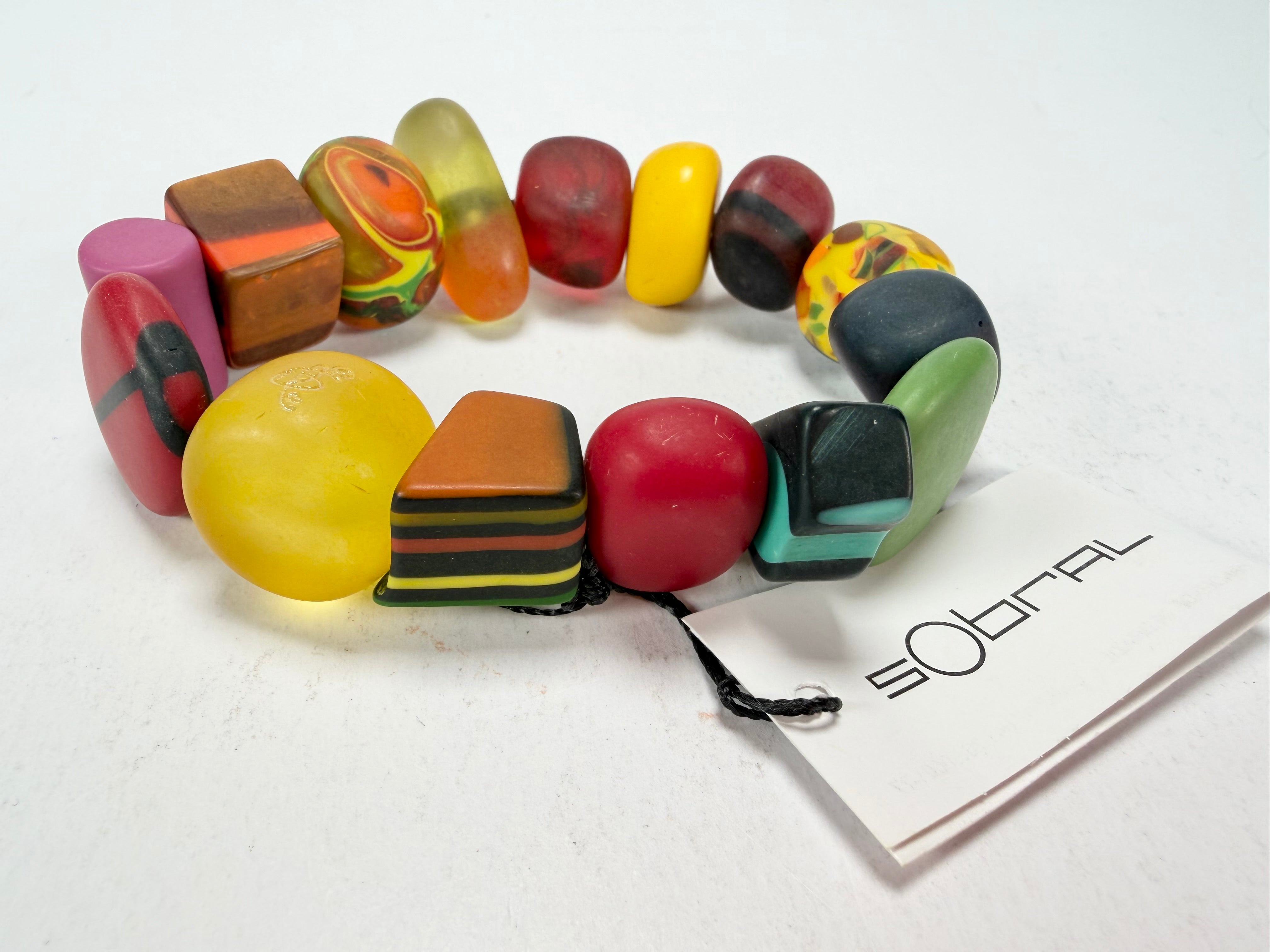 Sobral - Multi-Colour "Indiana" Mix Multicor Elasticated Resin Bracelet ( 000210 )