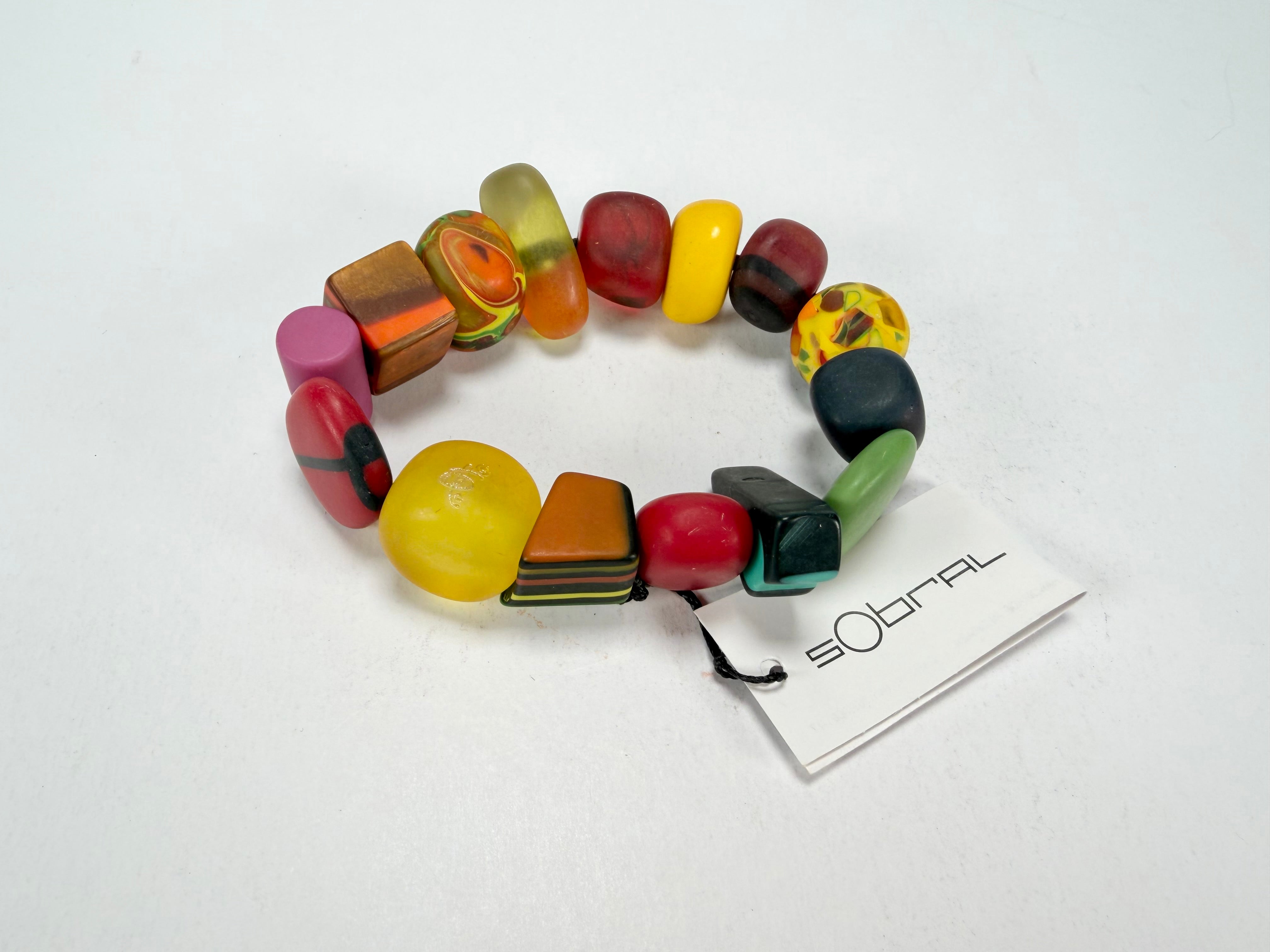 Sobral - Multi-Colour "Indiana" Mix Multicor Elasticated Resin Bracelet ( 000210 )