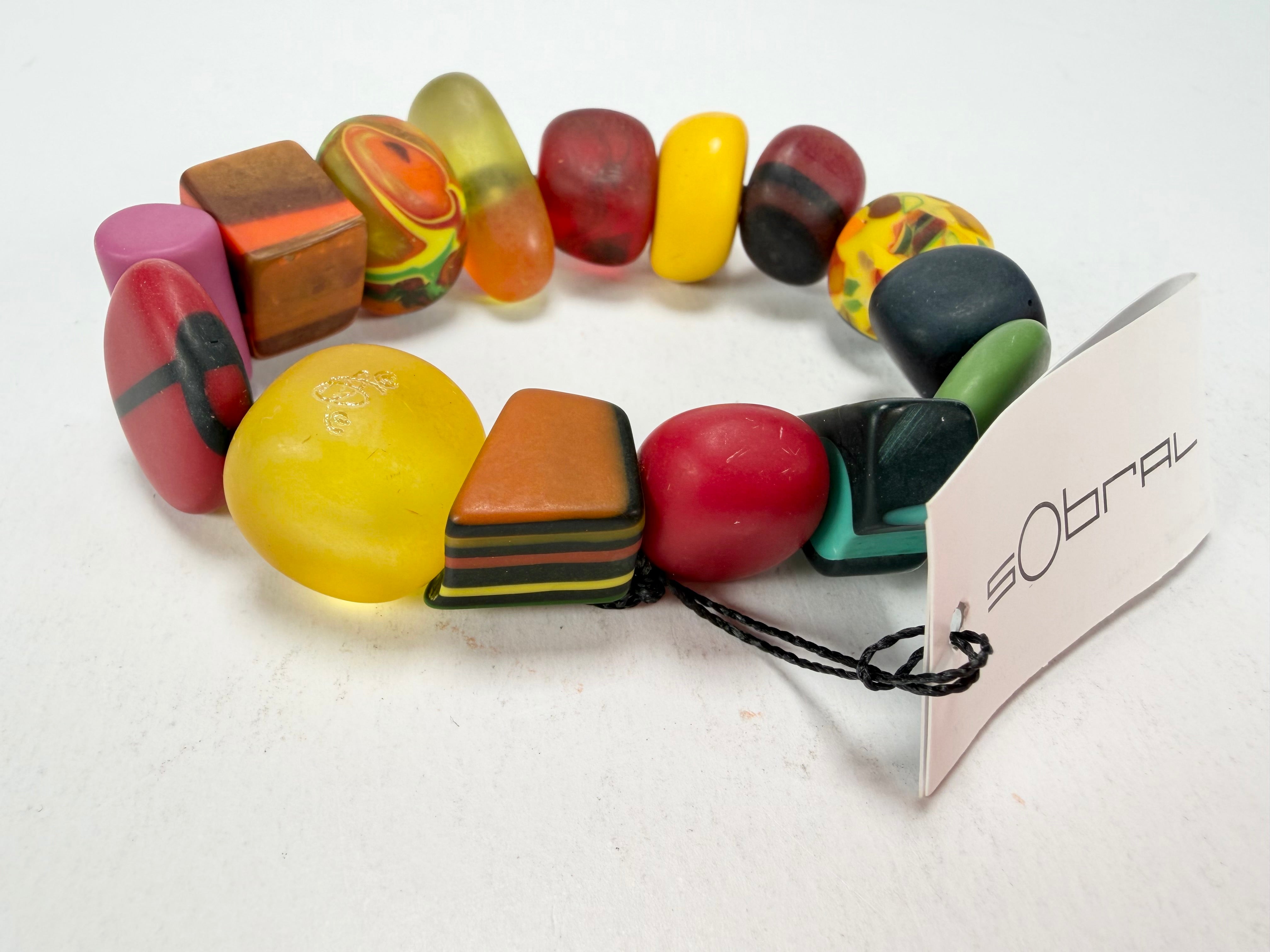 Sobral - Multi-Colour "Indiana" Mix Multicor Elasticated Resin Bracelet ( 000210 )