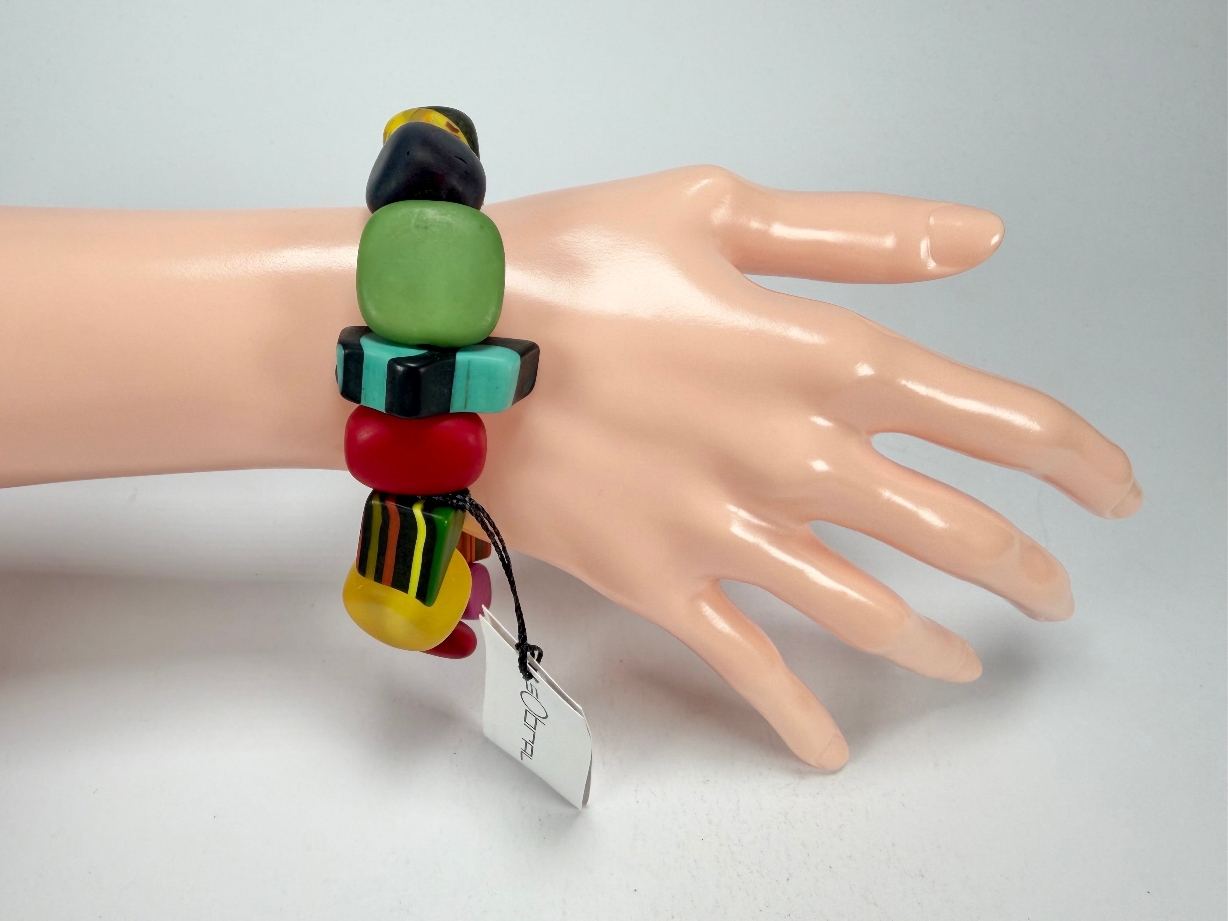 Sobral - Multi-Colour "Indiana" Mix Multicor Elasticated Resin Bracelet ( 000210 )
