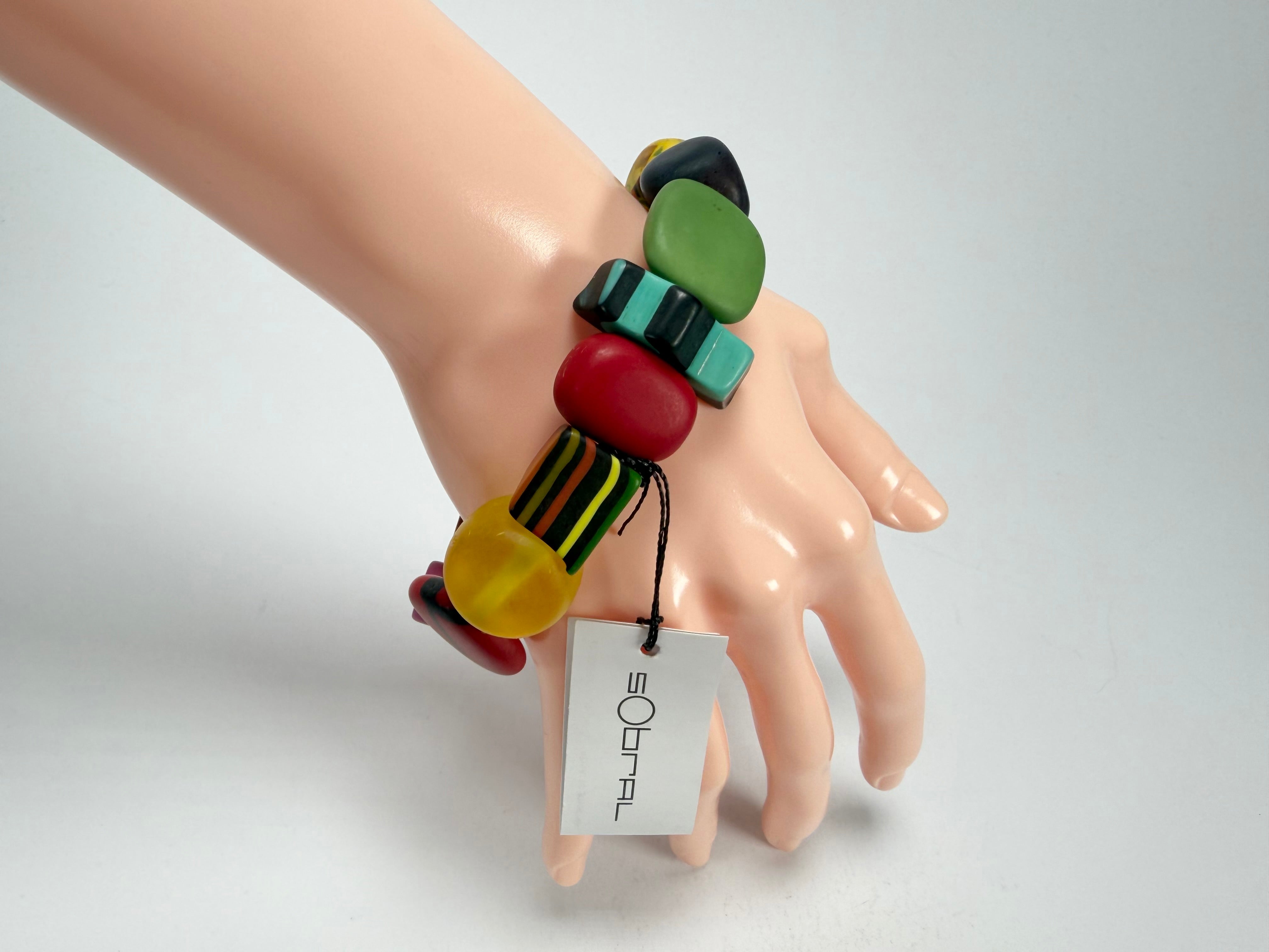 Sobral - Multi-Colour "Indiana" Mix Multicor Elasticated Resin Bracelet ( 000210 )