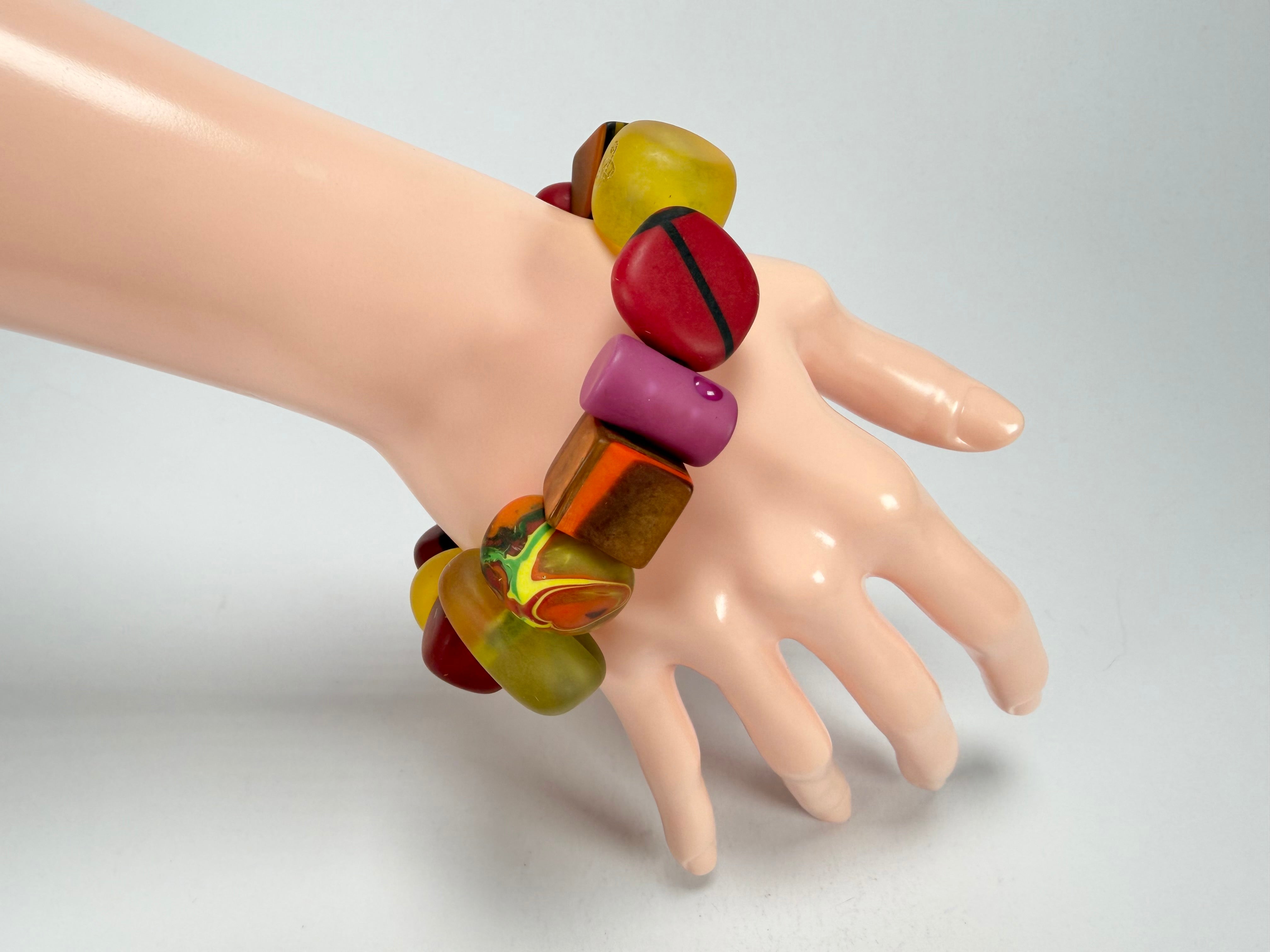 Sobral - Multi-Colour "Indiana" Mix Multicor Elasticated Resin Bracelet ( 000210 )
