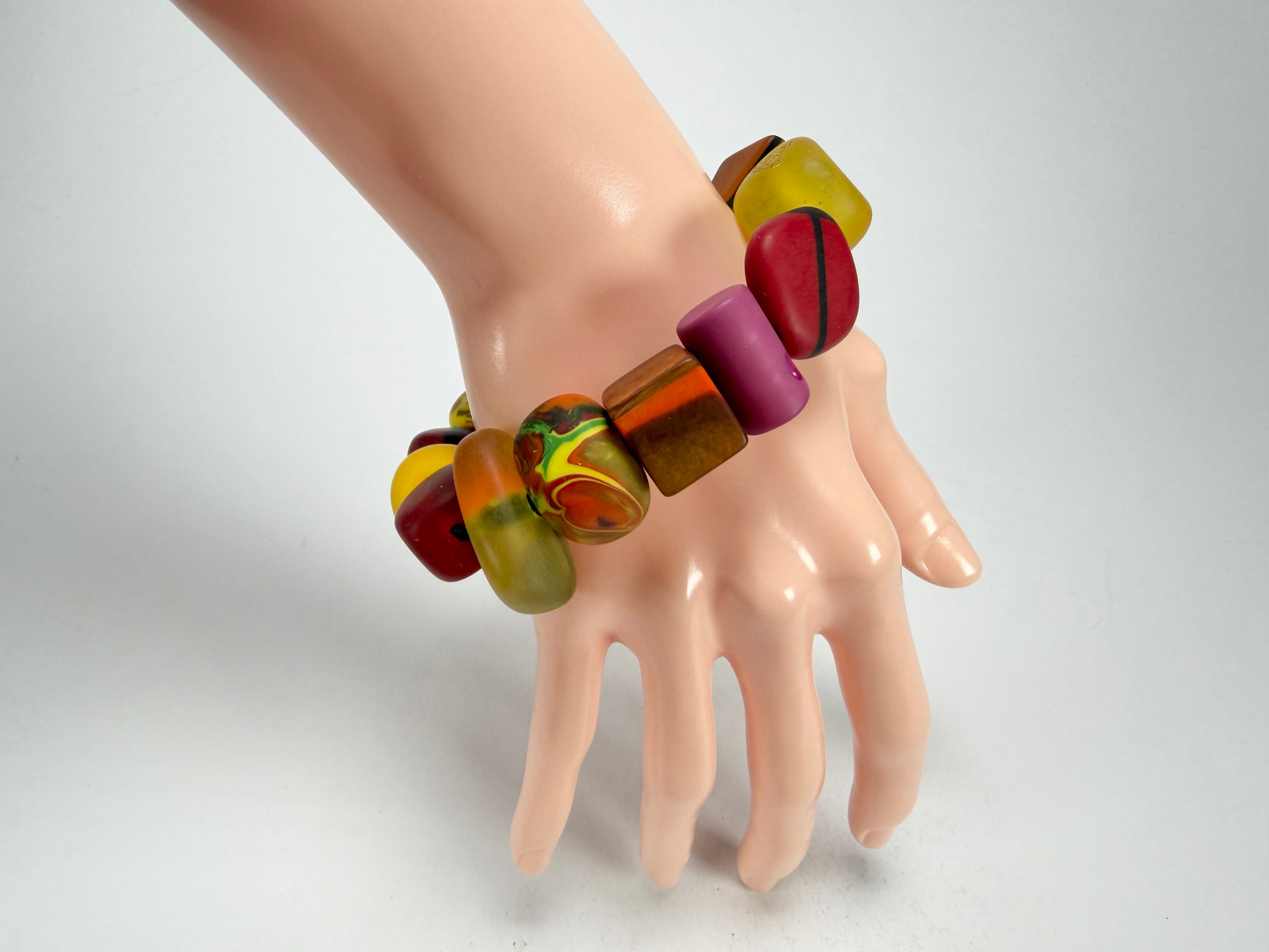 Sobral - Multi-Colour "Indiana" Mix Multicor Elasticated Resin Bracelet ( 000210 )