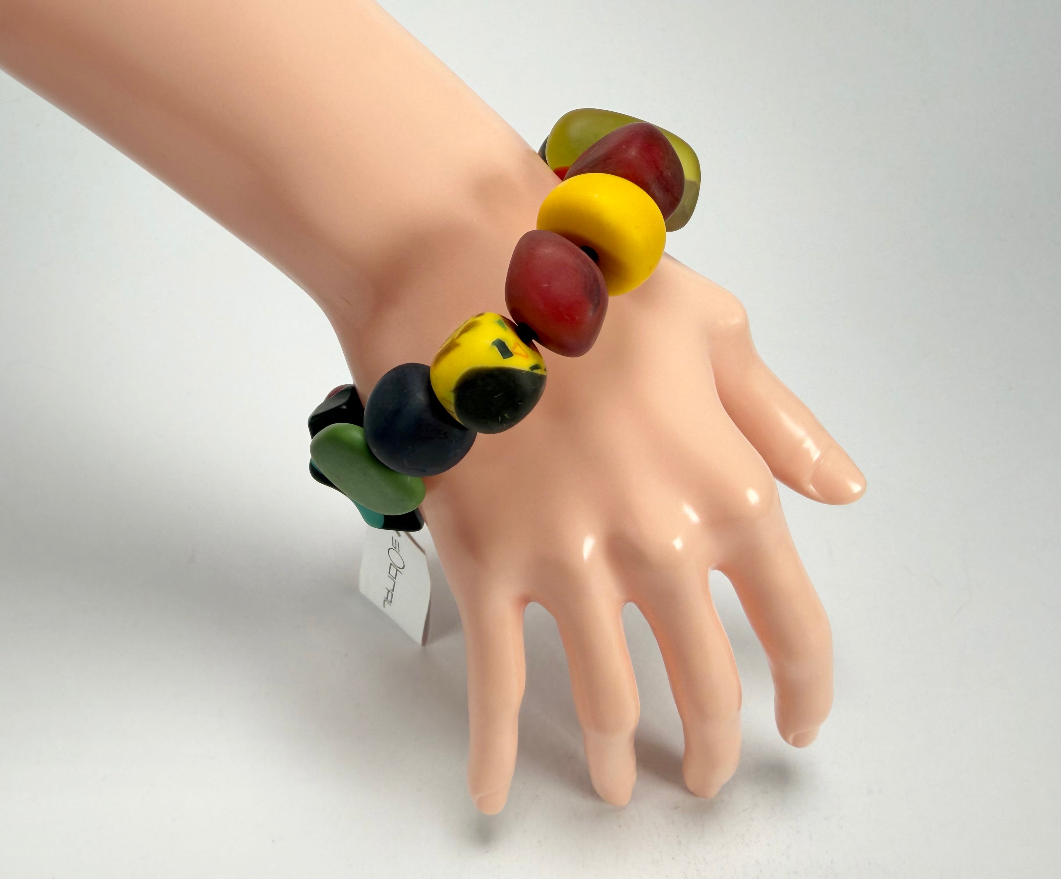 Sobral - Multi-Colour "Indiana" Mix Multicor Elasticated Resin Bracelet ( 000210 )