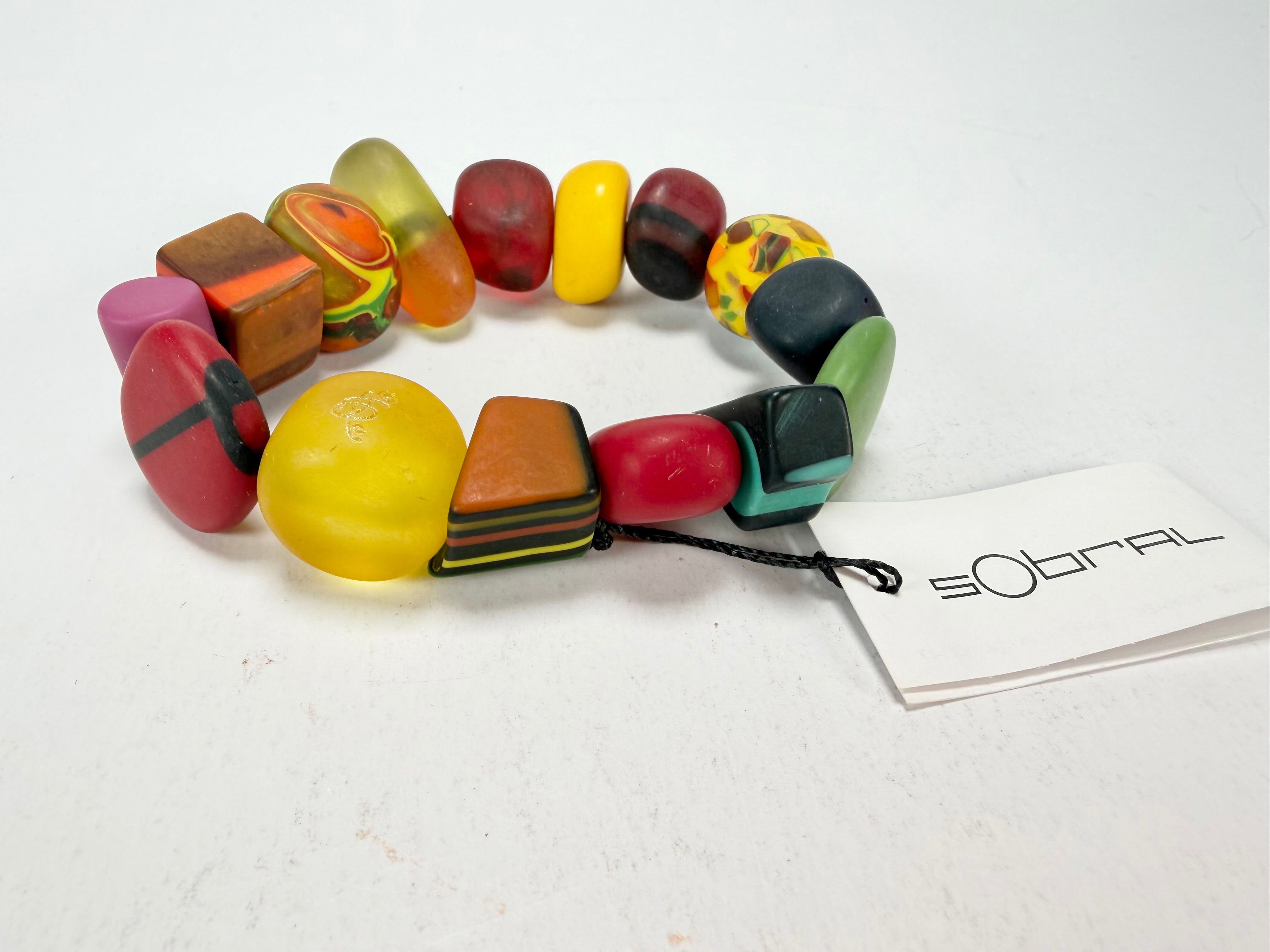 Sobral - Multi-Colour "Indiana" Mix Multicor Elasticated Resin Bracelet ( 000210 )