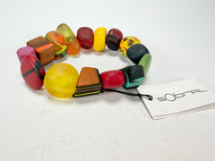 Sobral - Multi-Colour "Indiana" Mix Multicor Elasticated Resin Bracelet ( 000210 )