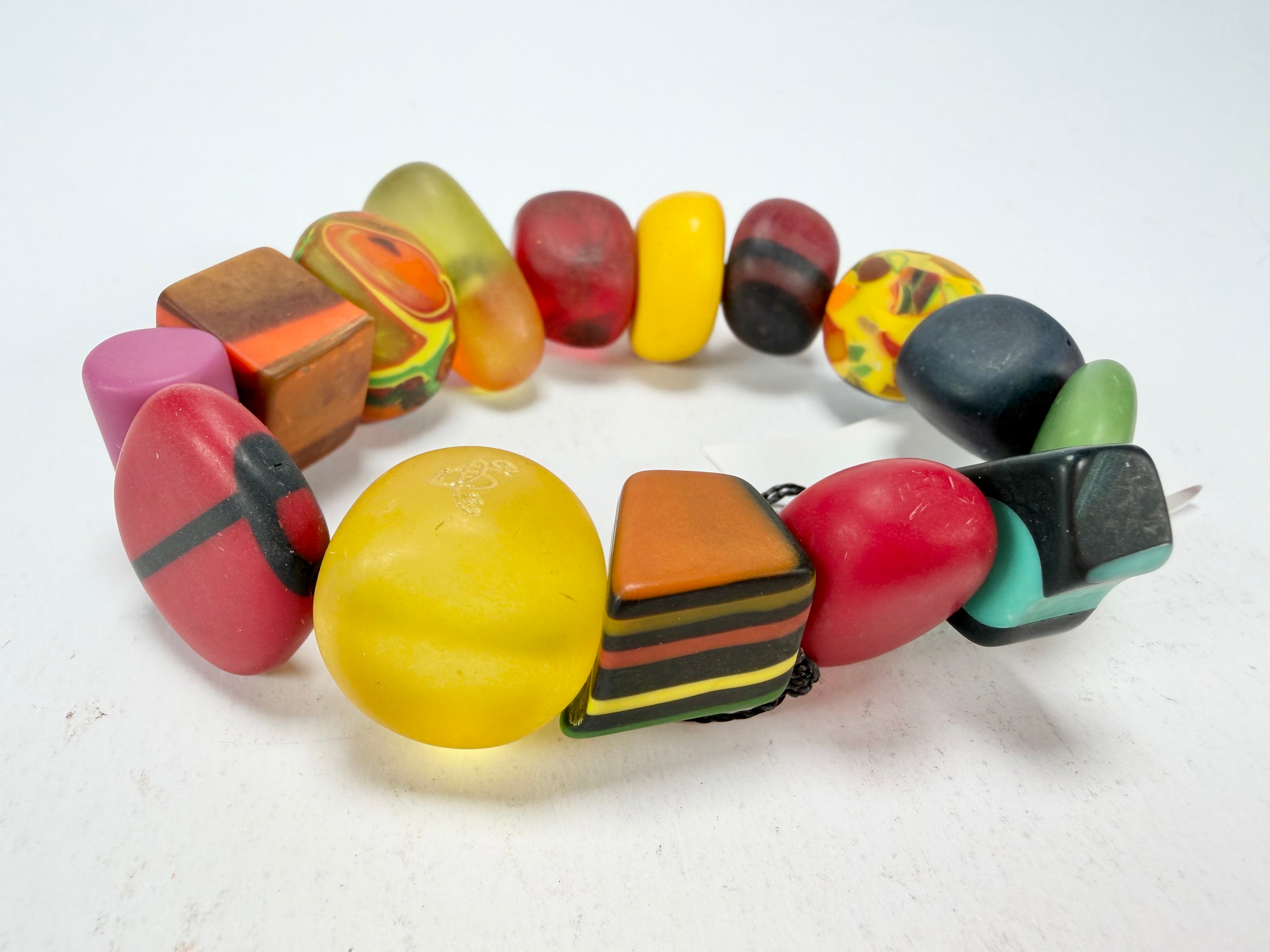 Sobral - Multi-Colour "Indiana" Mix Multicor Elasticated Resin Bracelet ( 000210 )